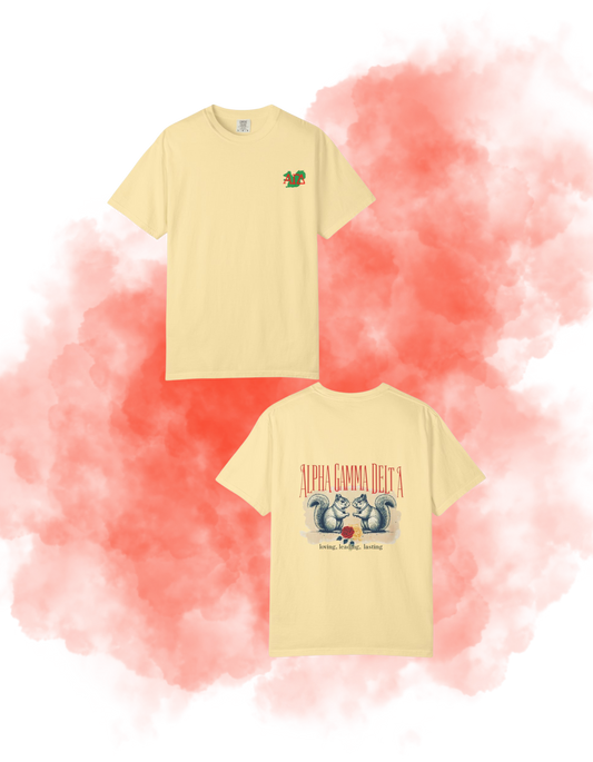 AGD Charming Sorority T-Shirt, Squirrel Design, Unisex Apparel, Perfect Gift, Casual Wear, College Life, Greek Life, Fraternity Events