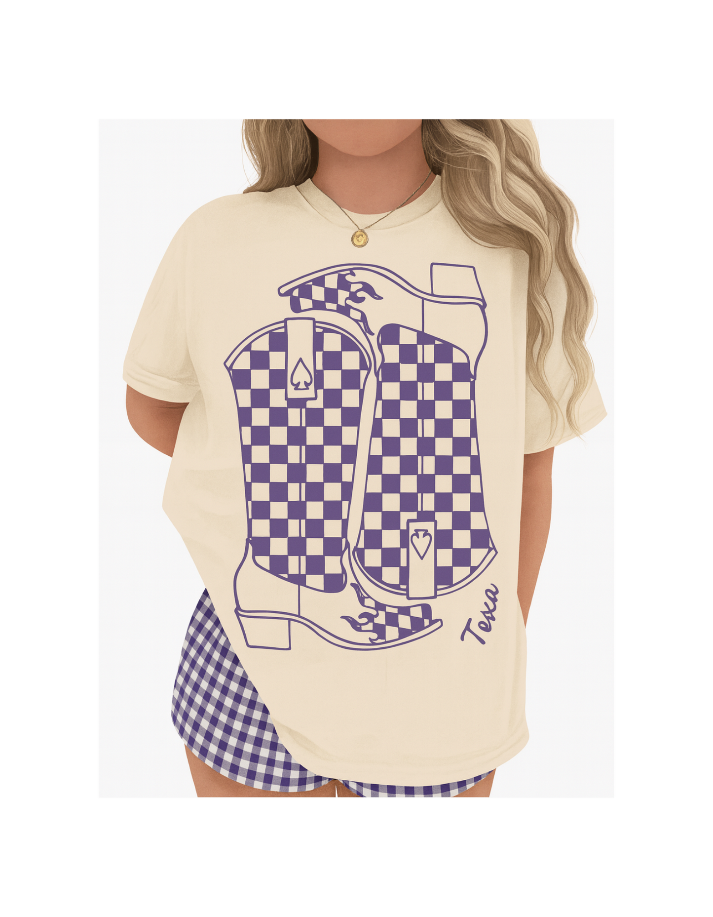 Vintage Checkered T-shirt - Retro Graphic Tee for Texas Game Day