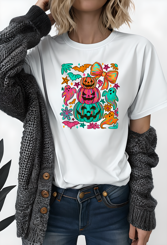 Whimsical Halloween T-Shirt, Perfect for Fall Celebrations, Ghosts & Pumpkins Design, Unisex Tee, Festive Apparel, Halloween Costume