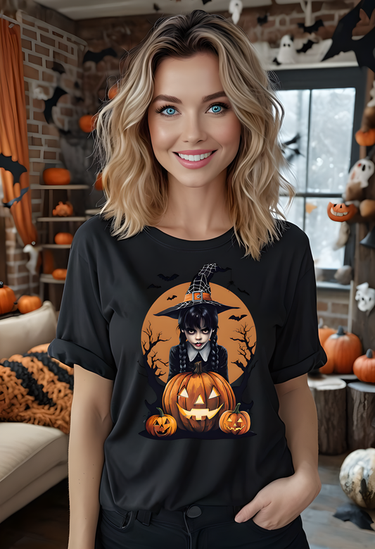 Halloween Witch Graphic Tee, Spooky Unisex T-Shirt, Pumpkin Halloween Costume, Fall Festive Apparel, Witchy Shirt for October
