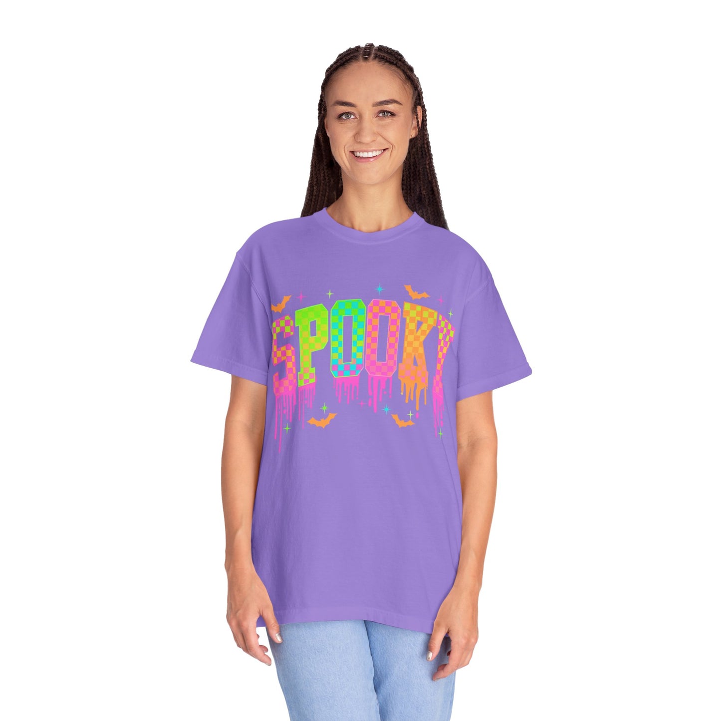 Colorful Neon Checkered Spooky T-Shirt