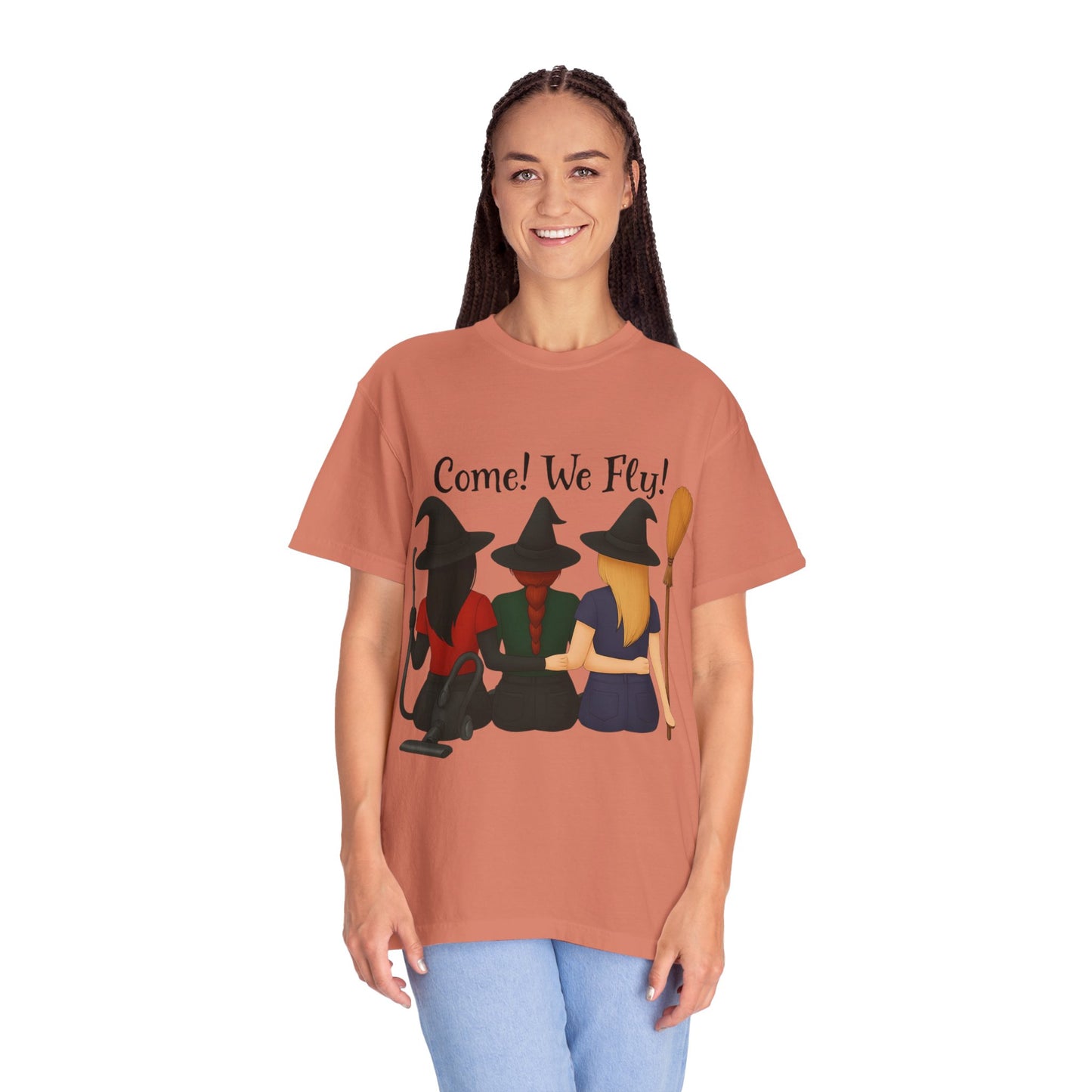 Witchy Halloween T-shirt - Come We Fly Unisex Garment-Dyed Tee