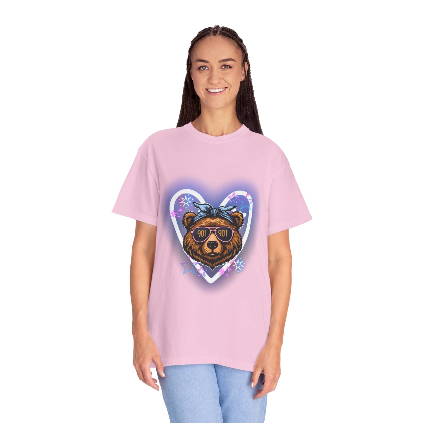 Neon Memphis Bear Graphic T-Shirt, Unisex Fashion Tee, Trendy Apparel, Memphis Grizz, 901 Memphis, Retro Design, Comfort Colors, Memphis Basketball Fan