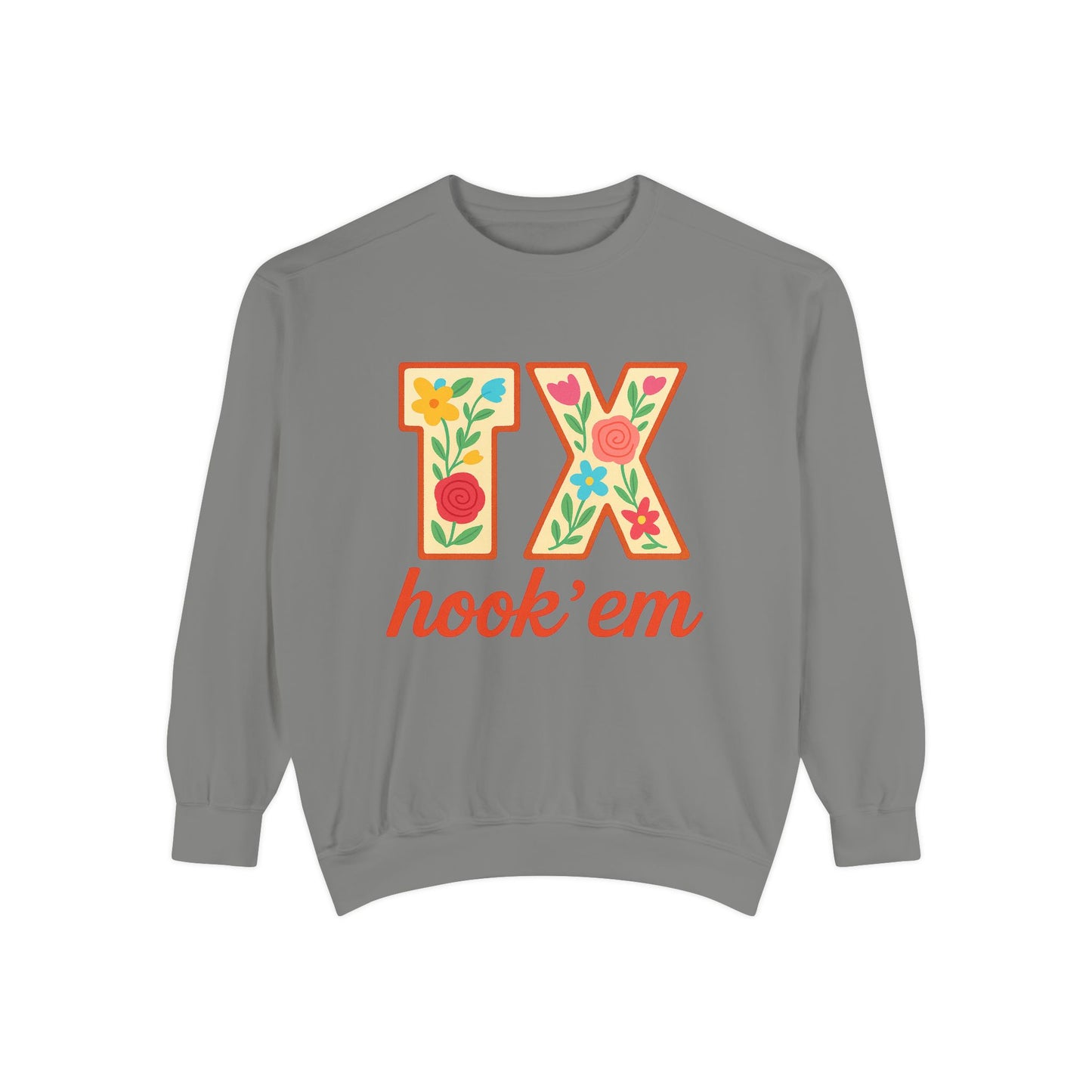 Texas Floral Sweatshirt, Unisex Garment-Dyed Sweatshirt, Cozy Casual Wear, Perfect for Game Day, Floral TX Hook 'Em Design, Stylish [...]
