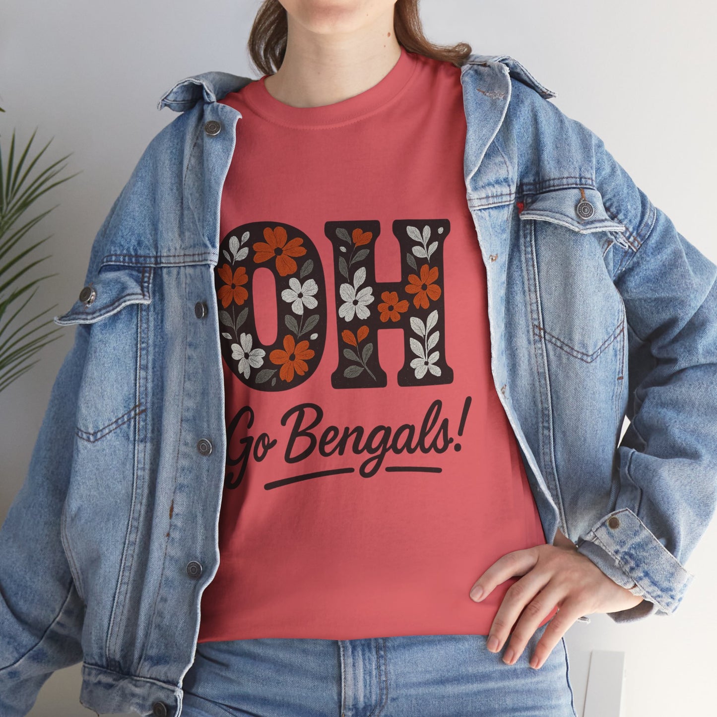 Bengals Floral Tee - Unisex Heavy Cotton