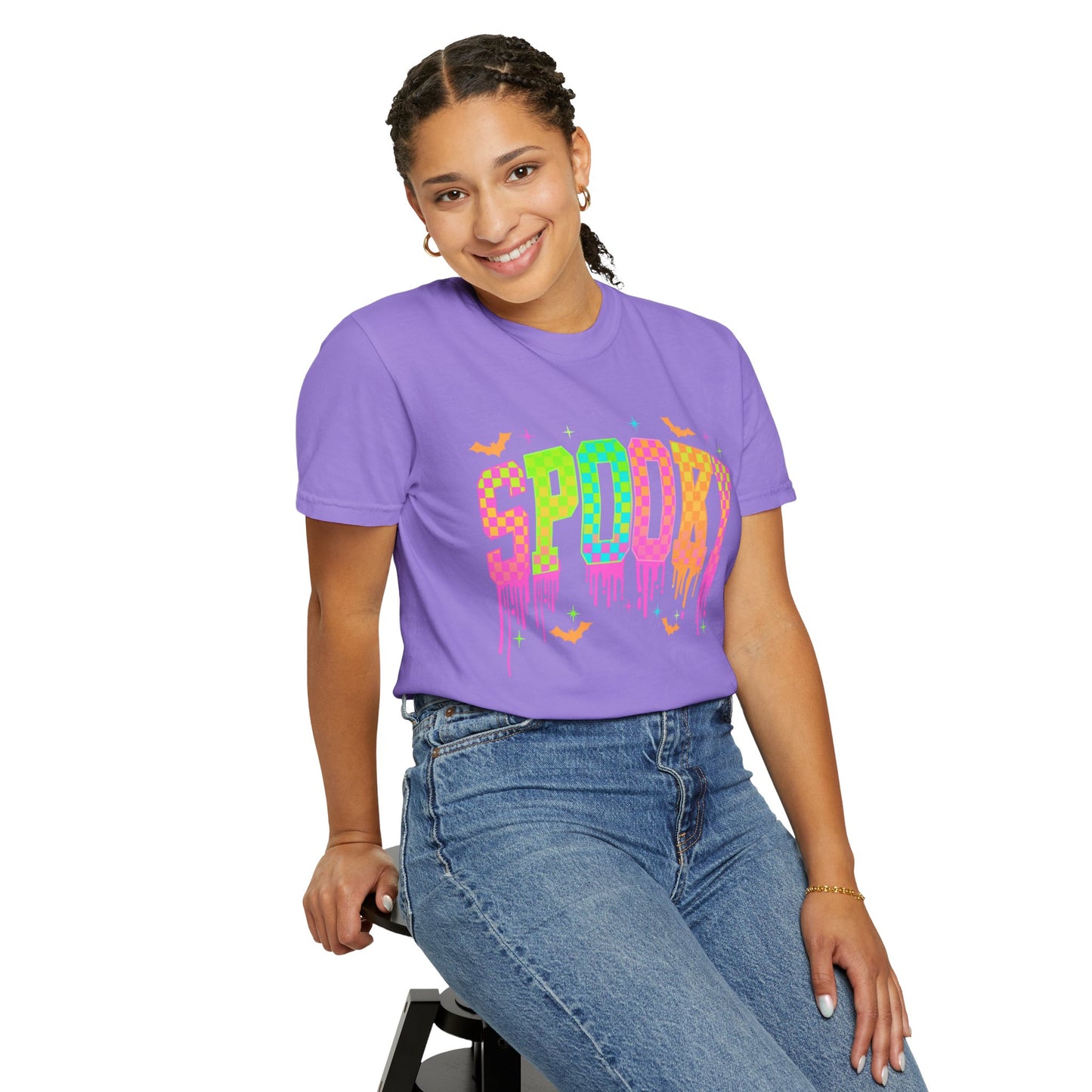 Colorful Neon Checkered Spooky T-Shirt