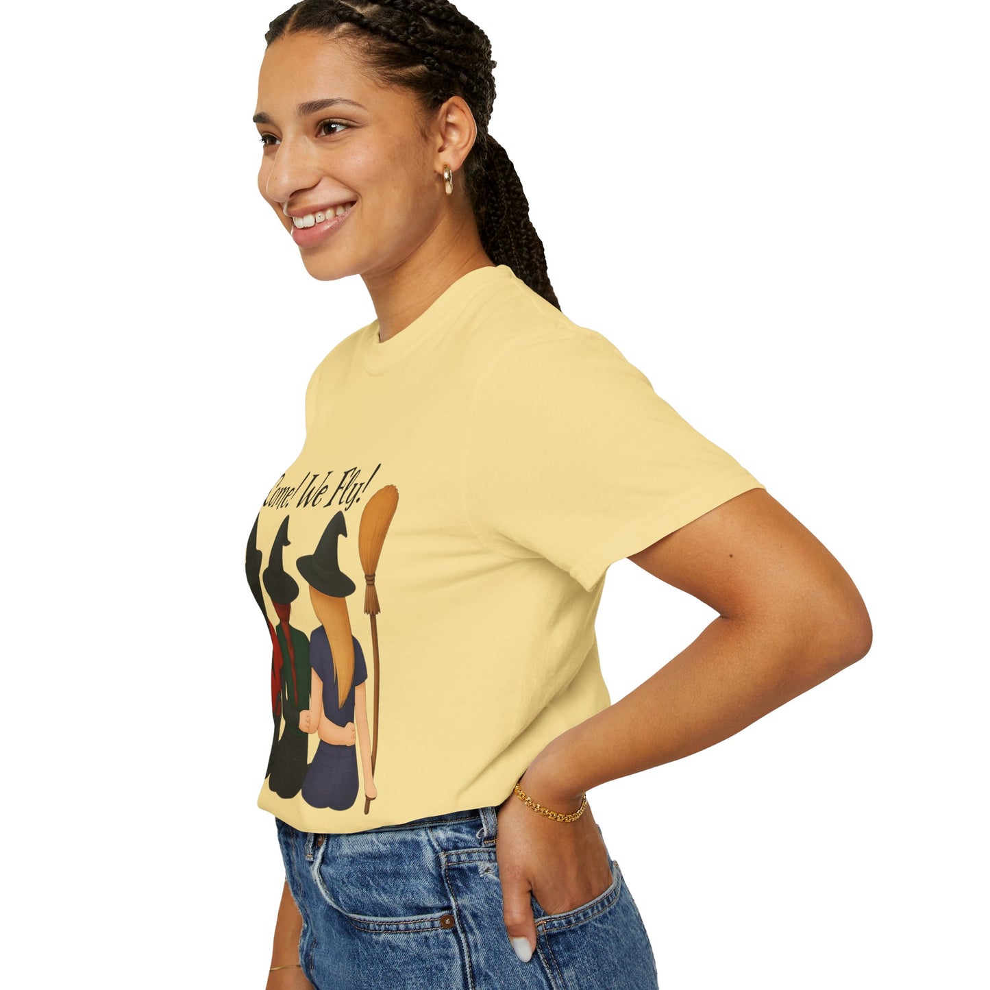 Witchy Halloween T-shirt - Come We Fly Unisex Garment-Dyed Tee