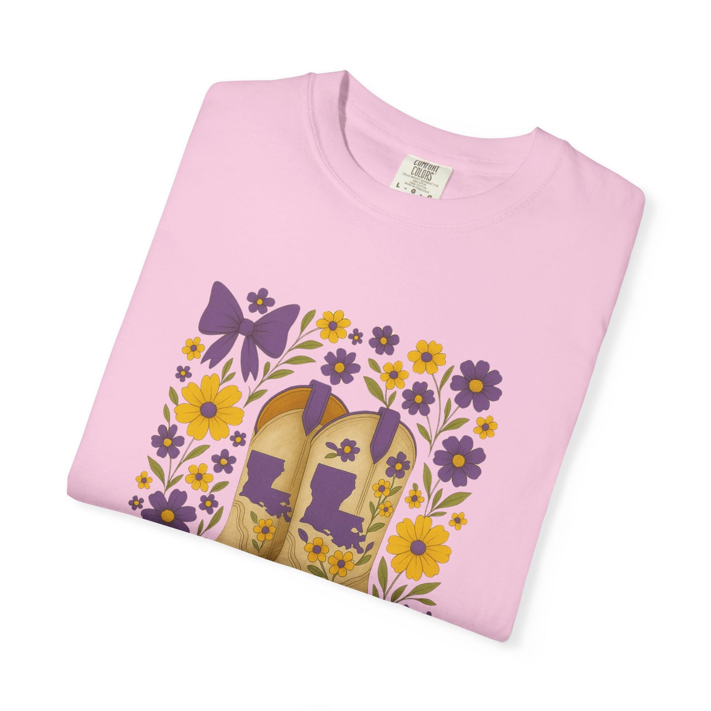 T-Shirt - Western Floral Boot T-Shirt, Vintage Graphic Shirt, Gift for Cowgirl, LSU Tigers, Louisiana Game Day