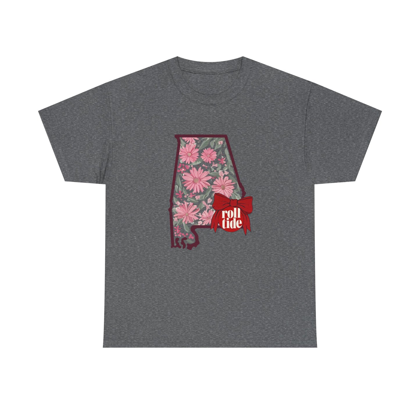 Floral Alabama Tee - Roll Tide Unisex Heavy Cotton T-Shirt, Casual Wear, Game Day Outfit, College Apparel, Southern Pride