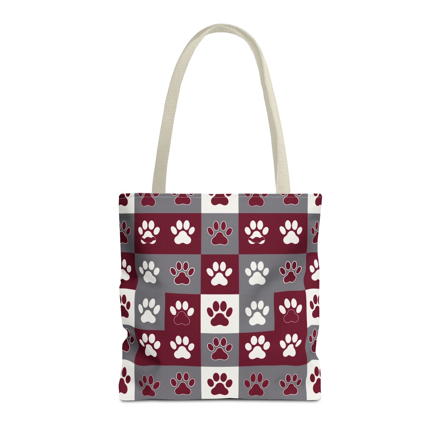 MS Bulldog Tote Bag - AOP, Paw Print Design, Reusable Shopping Bag, Mississippi Bulldog Fan, Animal Lover Accessory
