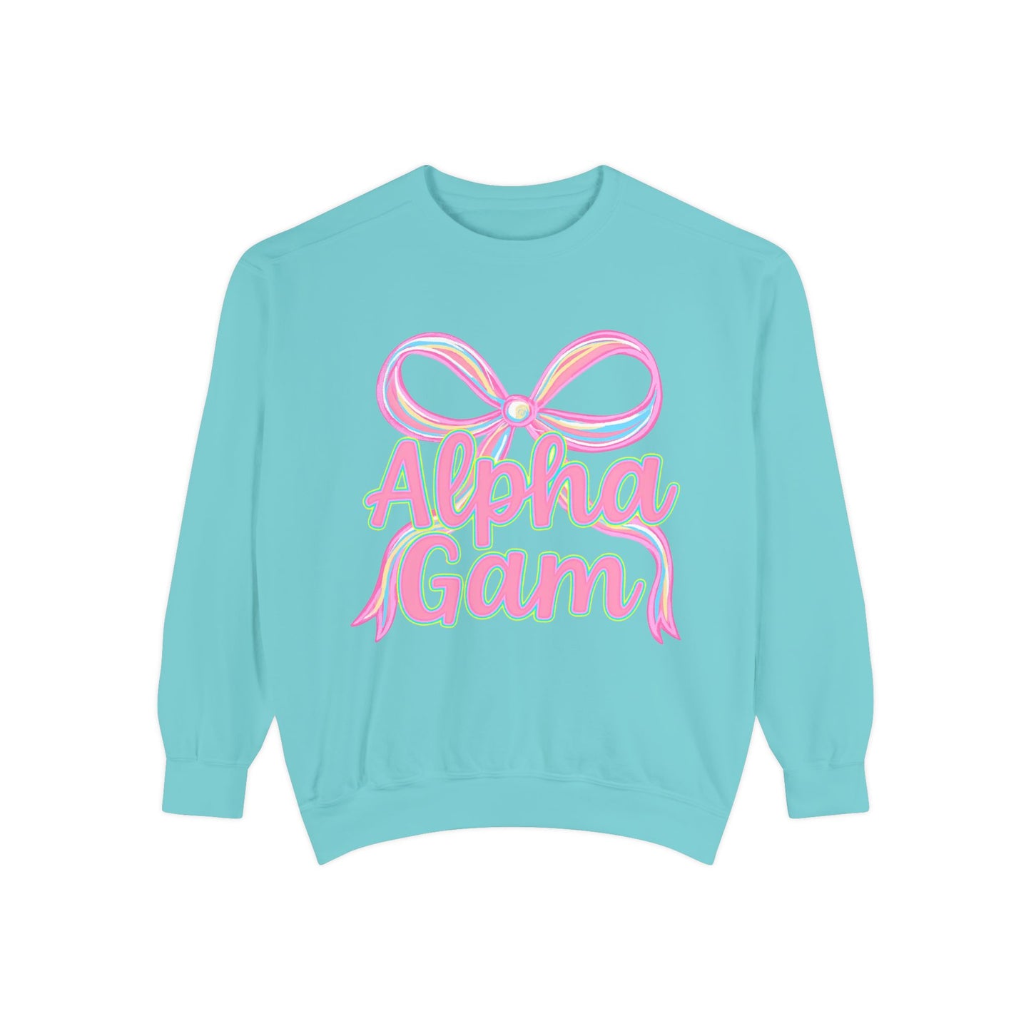 AlphaGam Unisex Garment-Dyed Sweatshirt, Sorority Sweatshirt, Cozy Gift, Casual Outfit, College Apparel, Sorority Merchandise