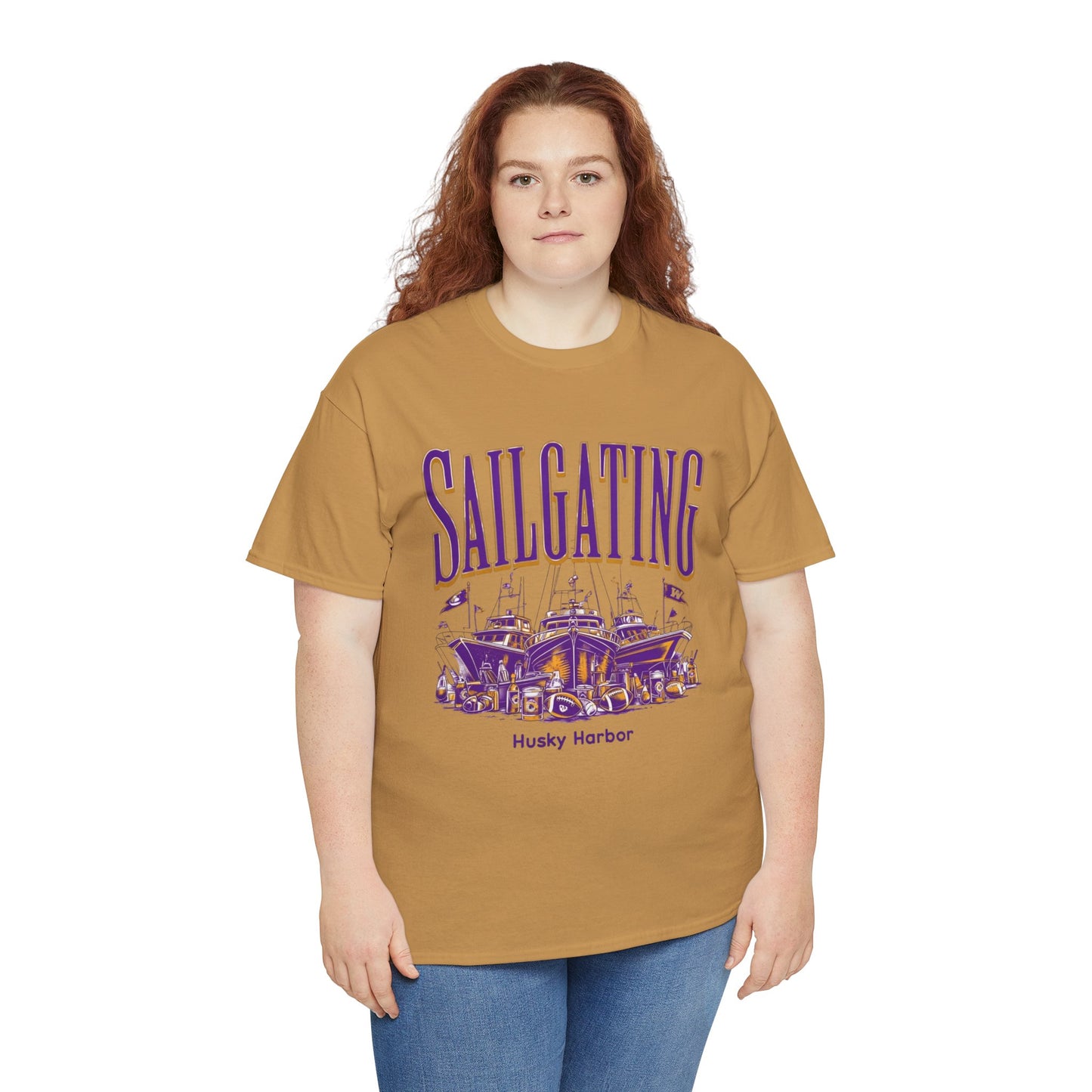 Sailgating Tee - Washington Huskies Unisex Heavy Cotton Shirt