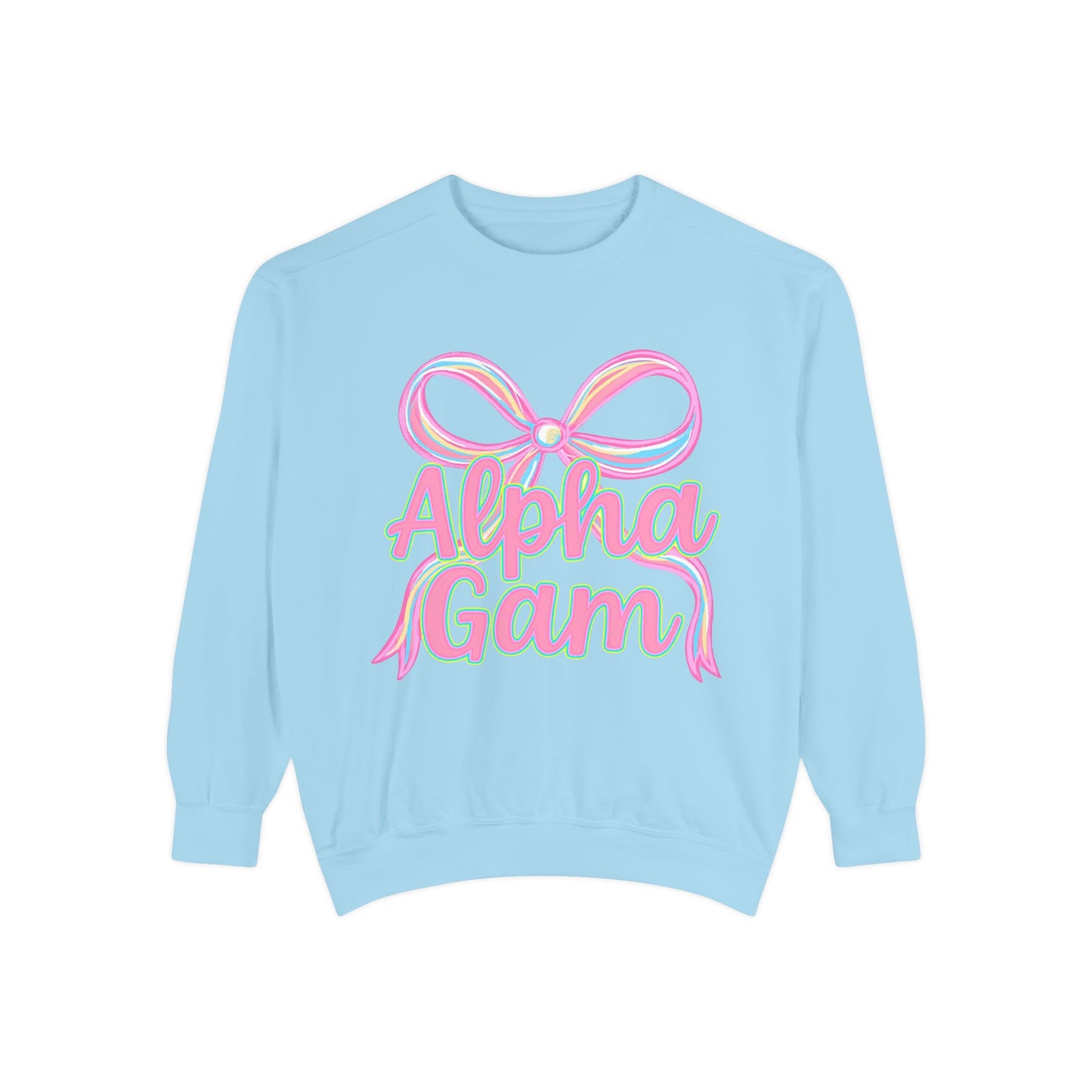 AlphaGam Unisex Garment-Dyed Sweatshirt, Sorority Sweatshirt, Cozy Gift, Casual Outfit, College Apparel, Sorority Merchandise