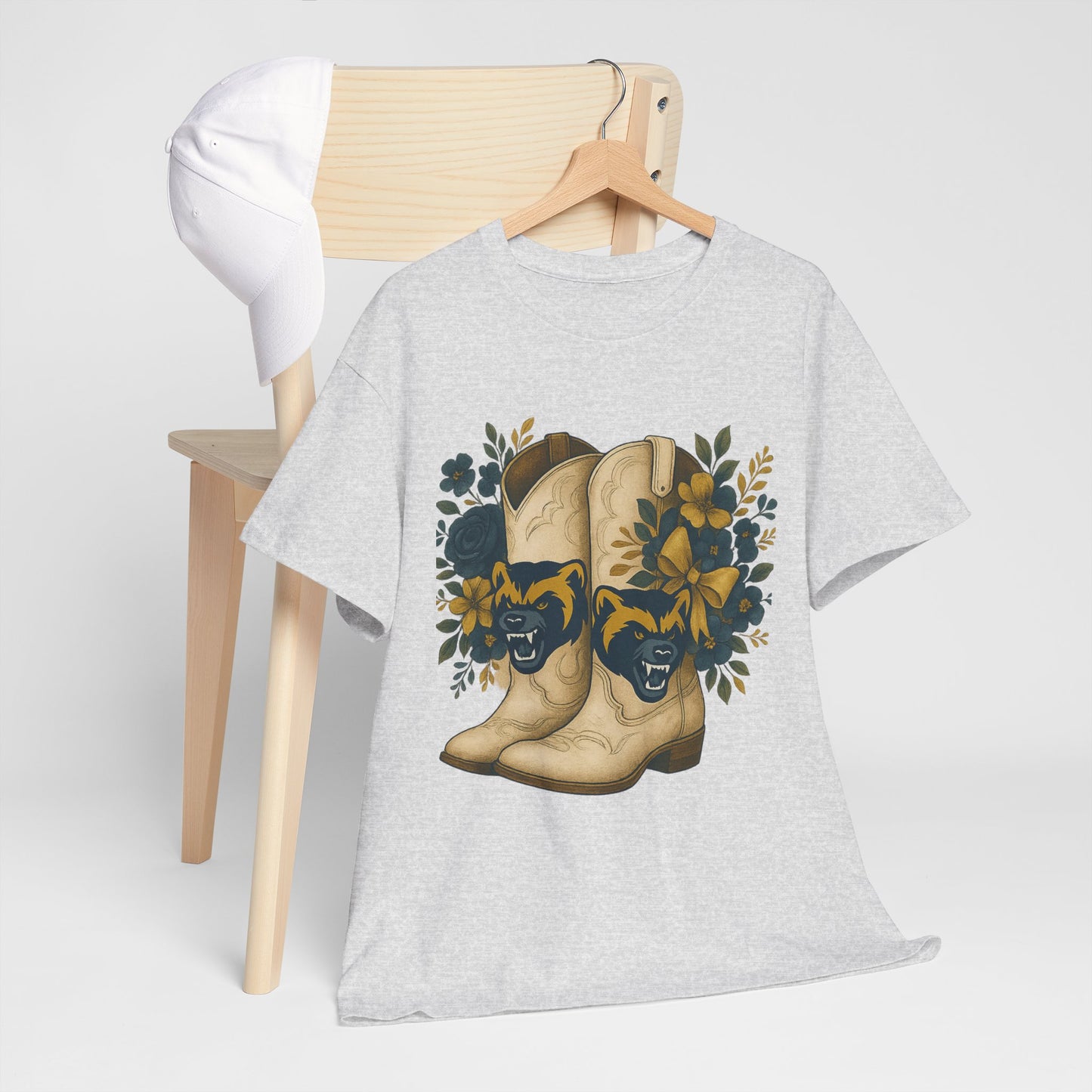 Graphic Tee - Michigan Wolverines Maize and Blue Country Chic Floral Cowboy Boots Vintage Style Shirt