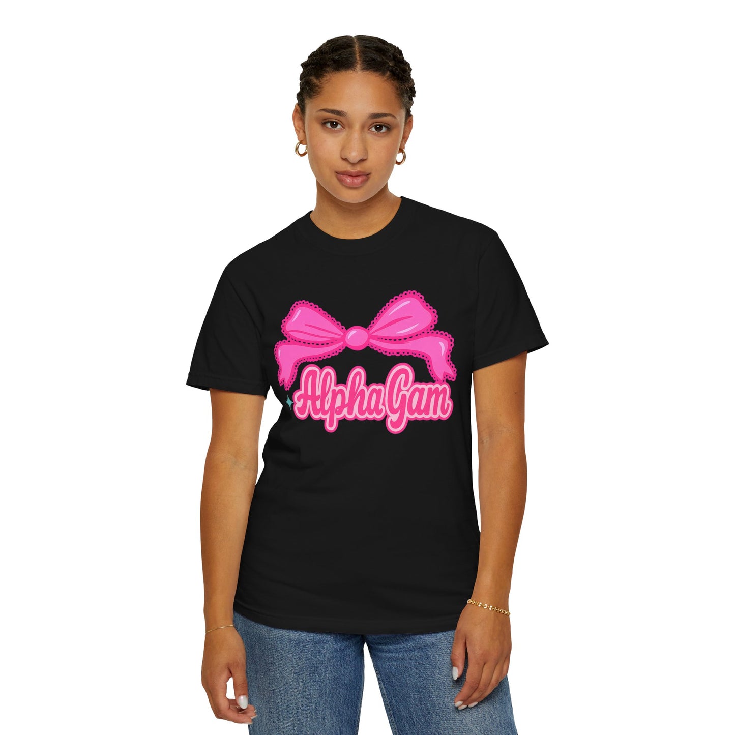 AlphaGam Bow T-Shirt | Unisex Garment-Dyed Tee for Sorority Sisters, College Apparel, Gifts for Greek Life, Casual Outfit, Sorority [...]