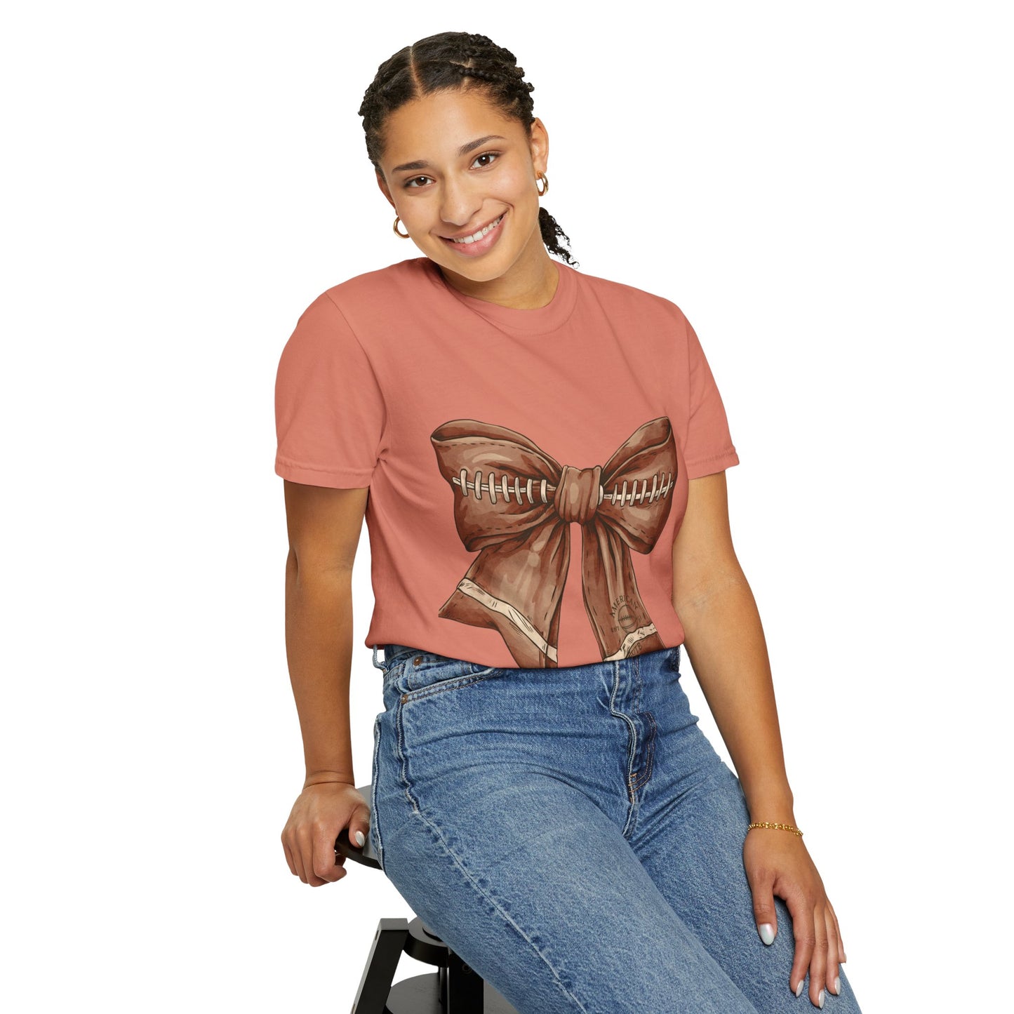 Football Bow T-Shirt: Unisex Casual Wear for Game Day Apparel