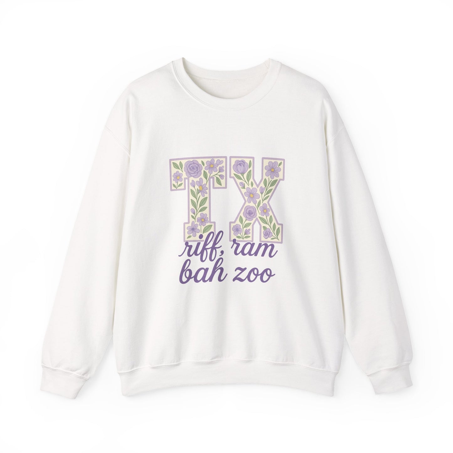 Texas Floral Sweatshirt, Cozy Unisex Crewneck, TX Riff Ram Bah Zoo Pullover, Gift for College Students, Texas Pride Apparel, Spring Fashion