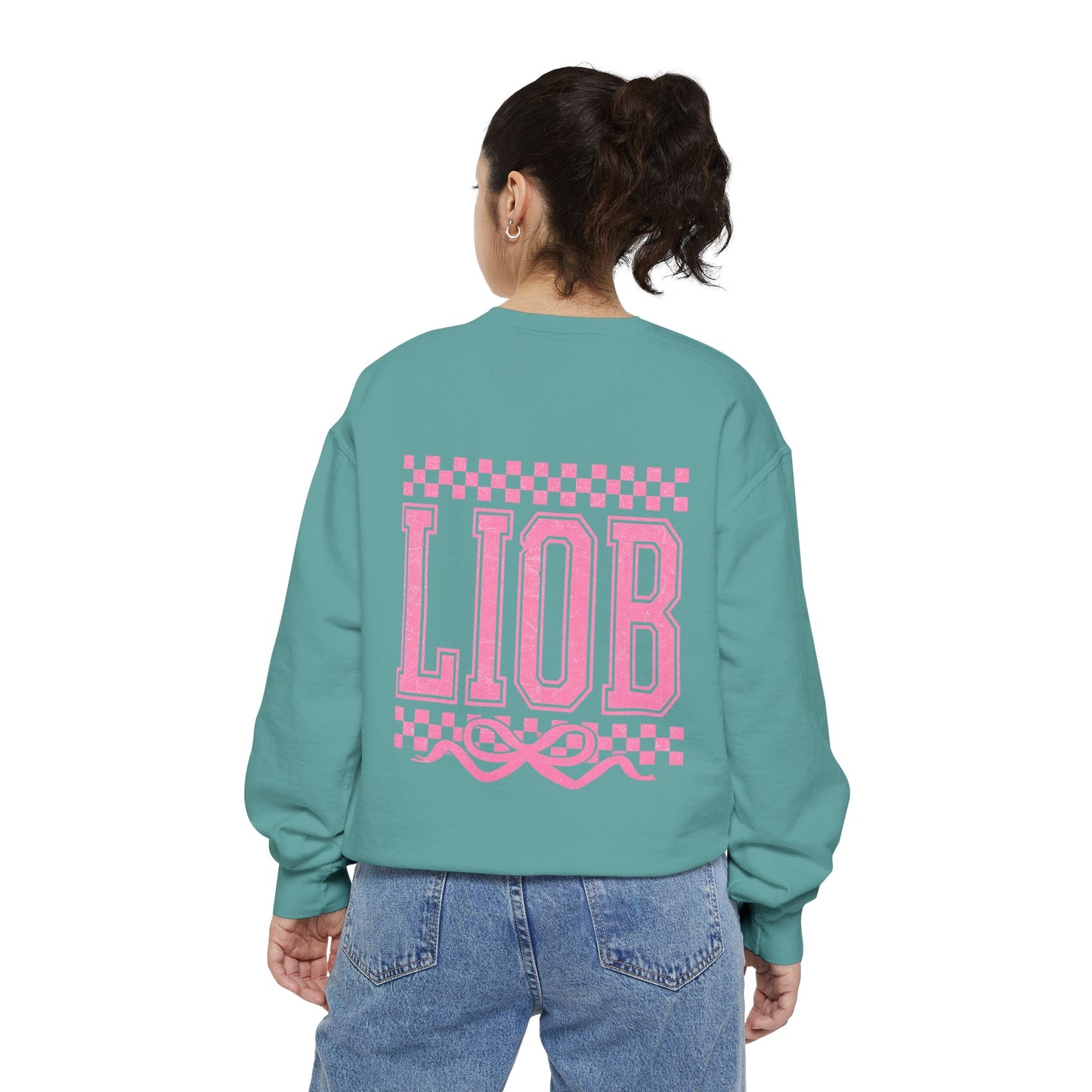 Cozy Garment-Dyed Sweatshirt with 'LIOB' Design | Casual Wear, Gift for Friends, Birthday, Celebrations, Loungewear