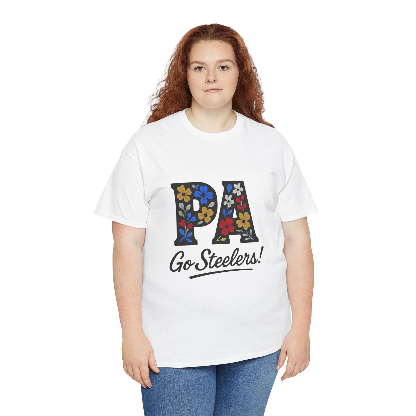 Sports Fan Tee - Floral PA Go Steelers Unisex Heavy Cotton Tee