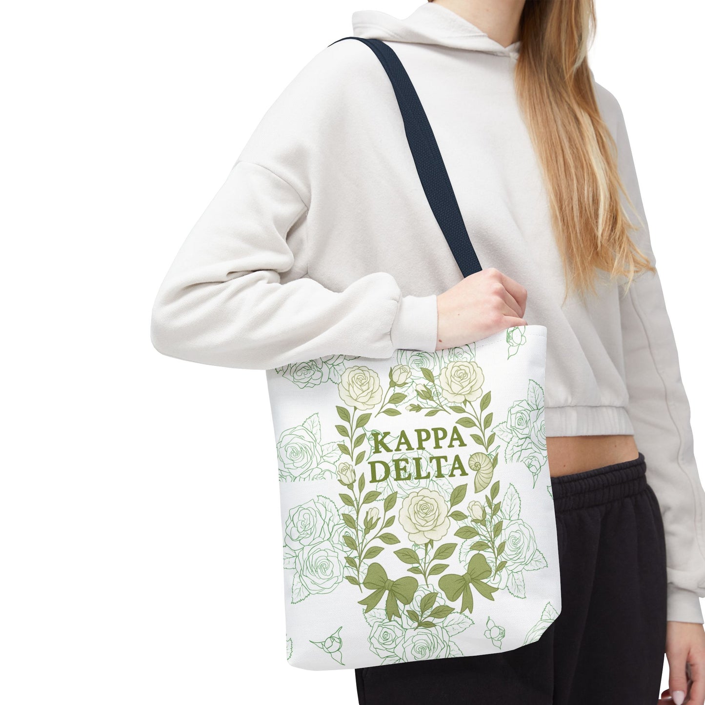 Elegant Kappa Delta Tote Bag, Floral AOP Design, Sorority Bag, Gift for Sisters, Eco-Friendly Shopping Bag