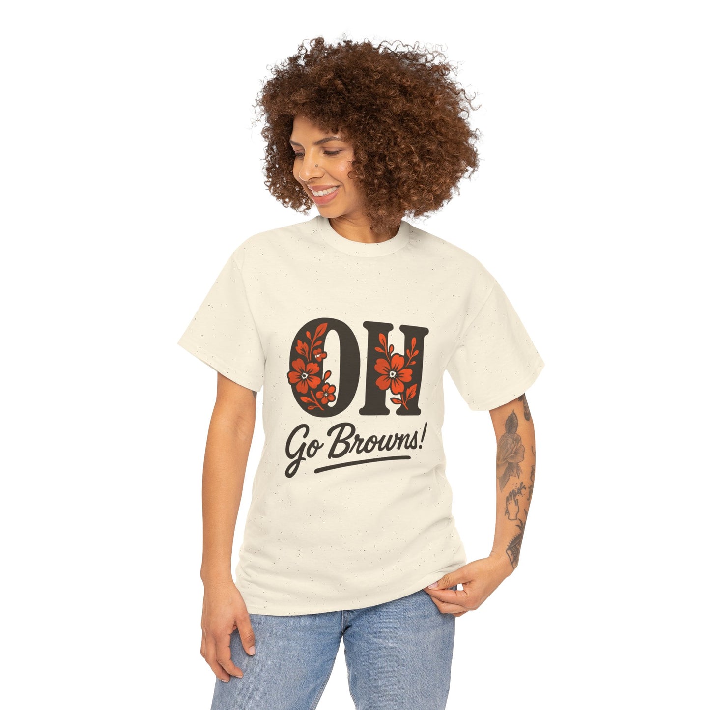 OH Go Browns Floral Unisex Tee, Fan Apparel, Game Day Shirt, Casual Wear, Gift for Sports Lovers