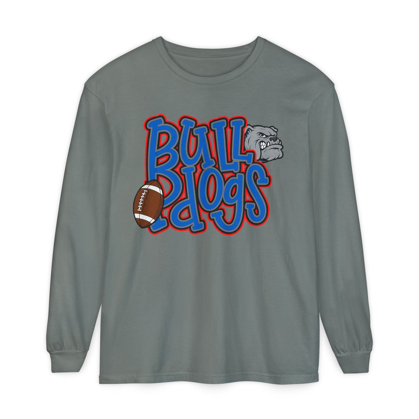 Bull Dogs Long Sleeve T-Shirt - Unisex Garment-Dyed Tee for Sports Fans