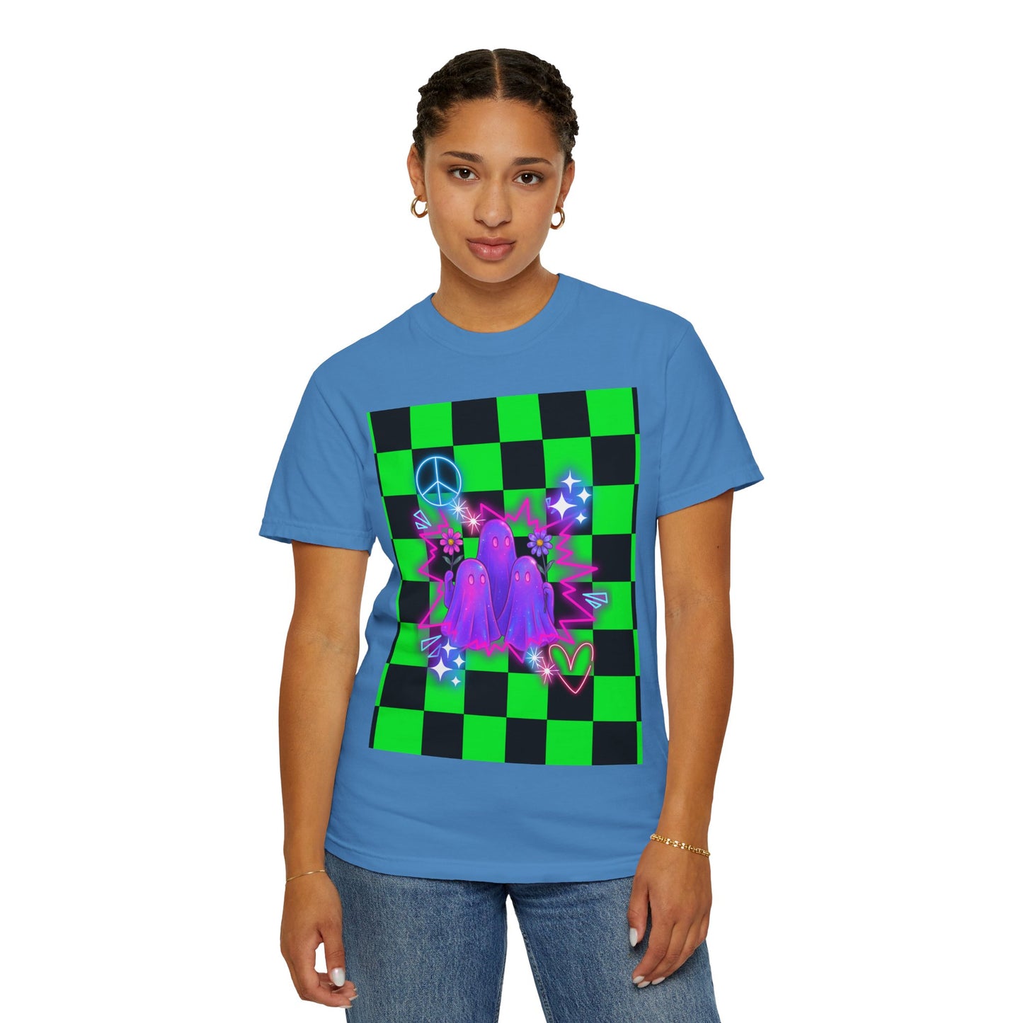 Vibrant Ghost Graphic Tee, Unisex T-shirt, Retro Vibe Shirt, Perfect for Halloween, Party Wear, Casual Style, Unique Gift