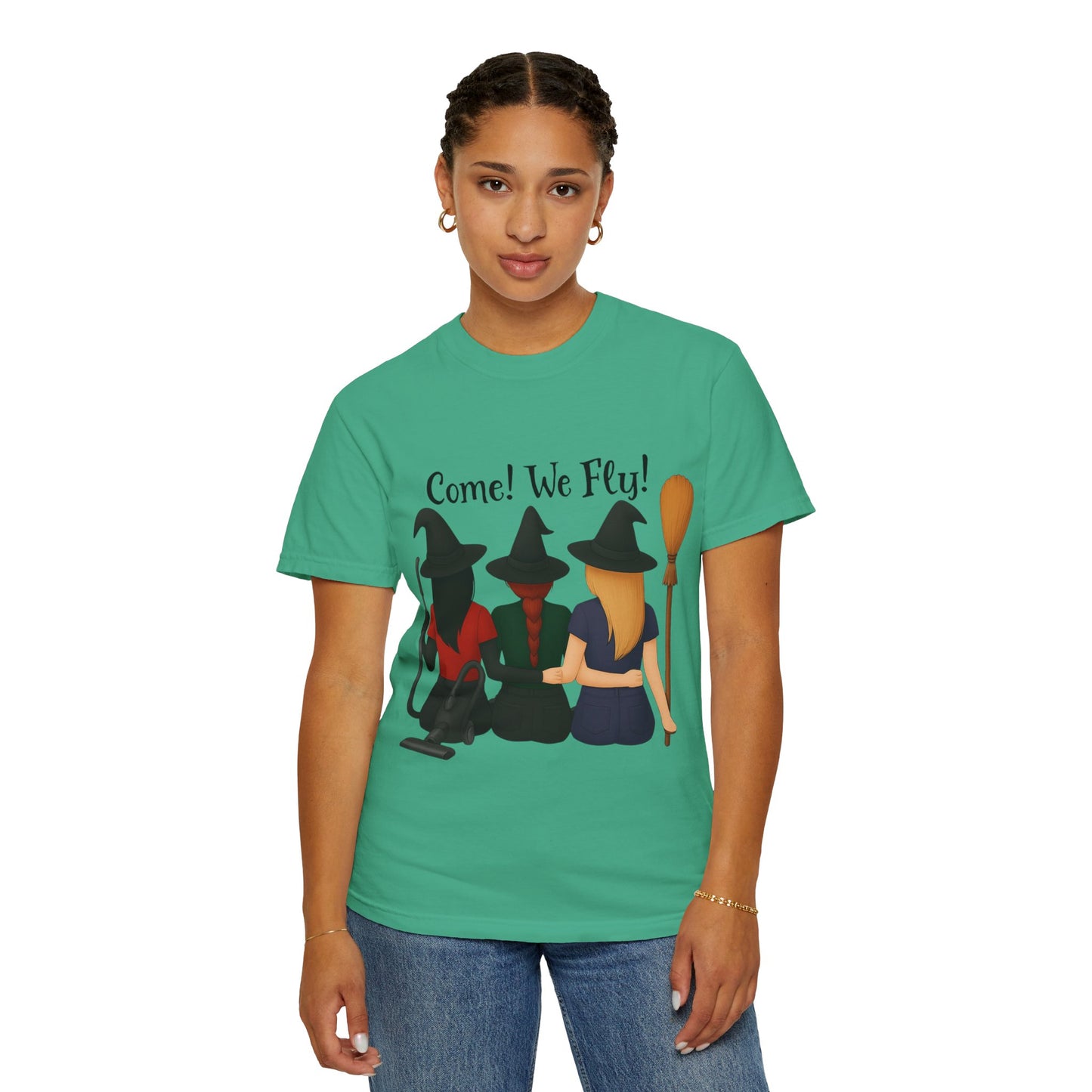 Witchy Halloween T-shirt - Come We Fly Unisex Garment-Dyed Tee