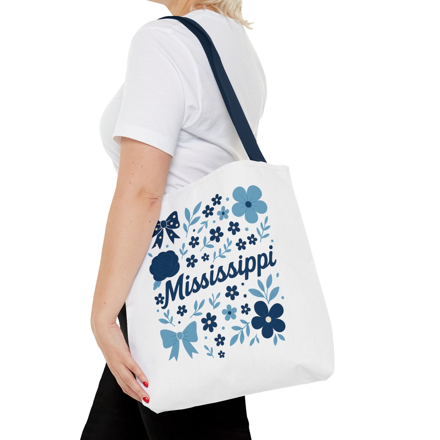 Floral Mississippi Tote Bag | Eco-Friendly Shopping Bag, Beach Tote, Gift for Her, Travel Companion, Custom Flower Design