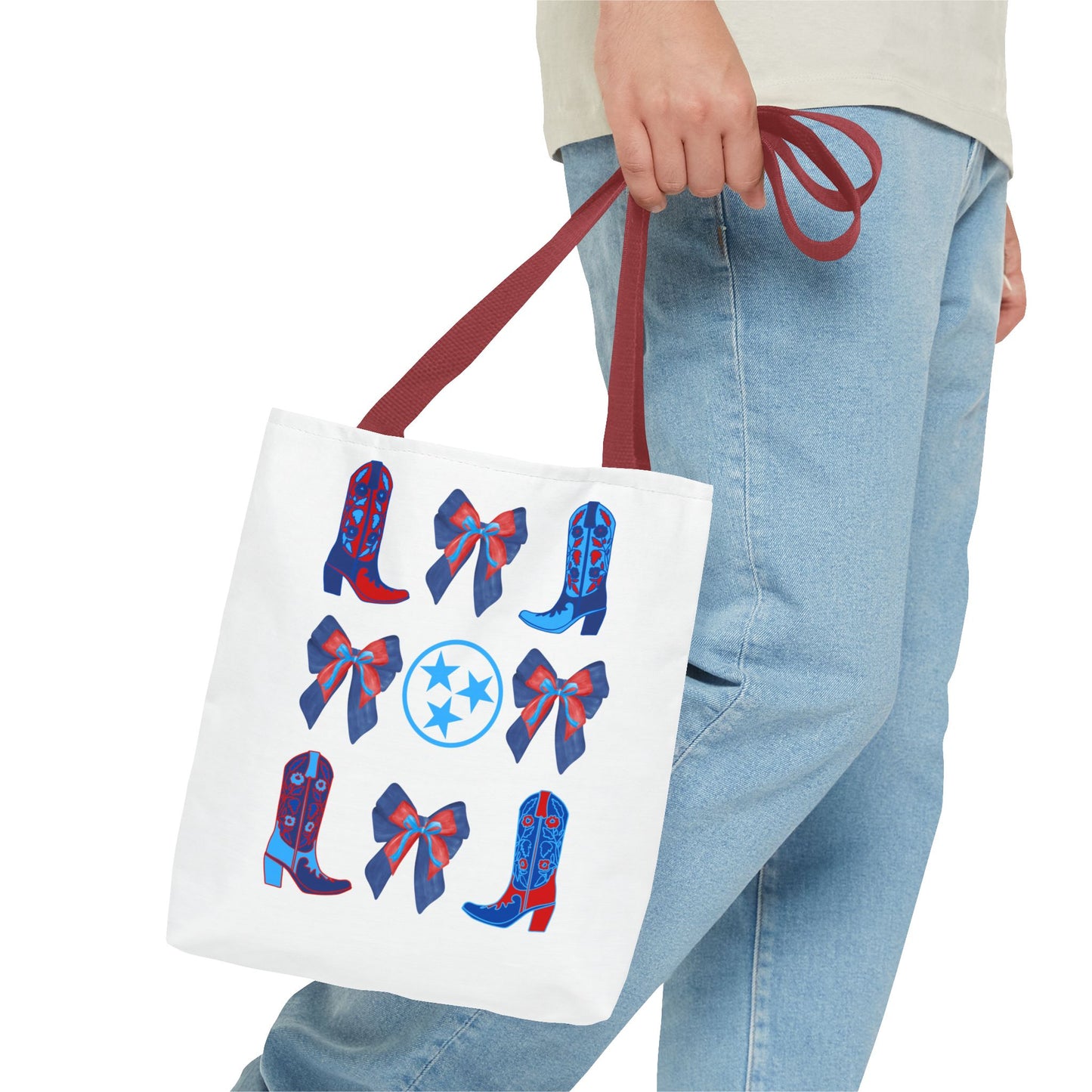 Tote Bag - Tennessee Titans Coquette Bow Design - Titan Up NFL Game Day Gift Nashville TN