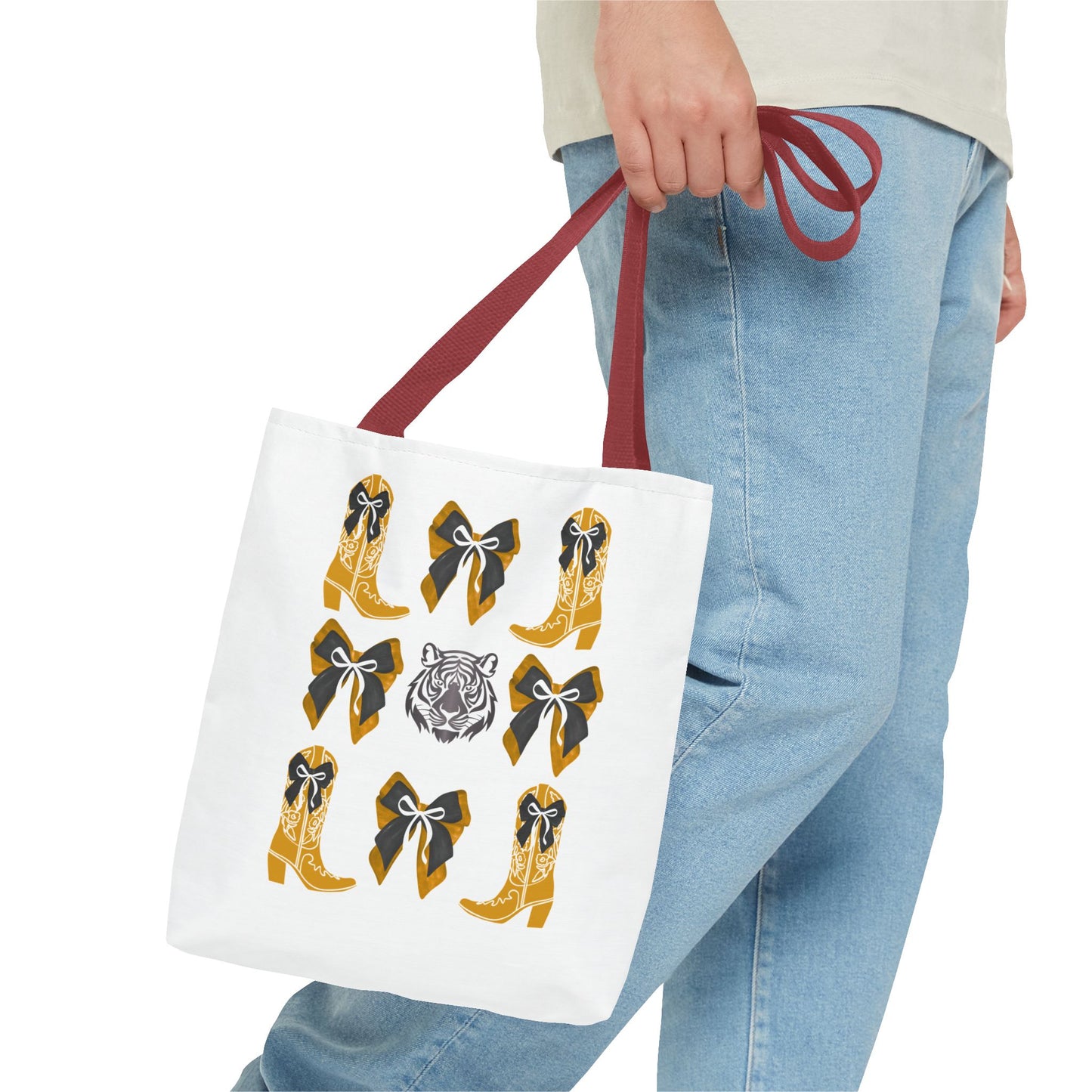 Mizzou tigers tote bag, missouri game day, Stylish Tote Bag with Boots and Tiger Design, missouri fan gift, missouri tigers alumni, graduation gift, mo tigers