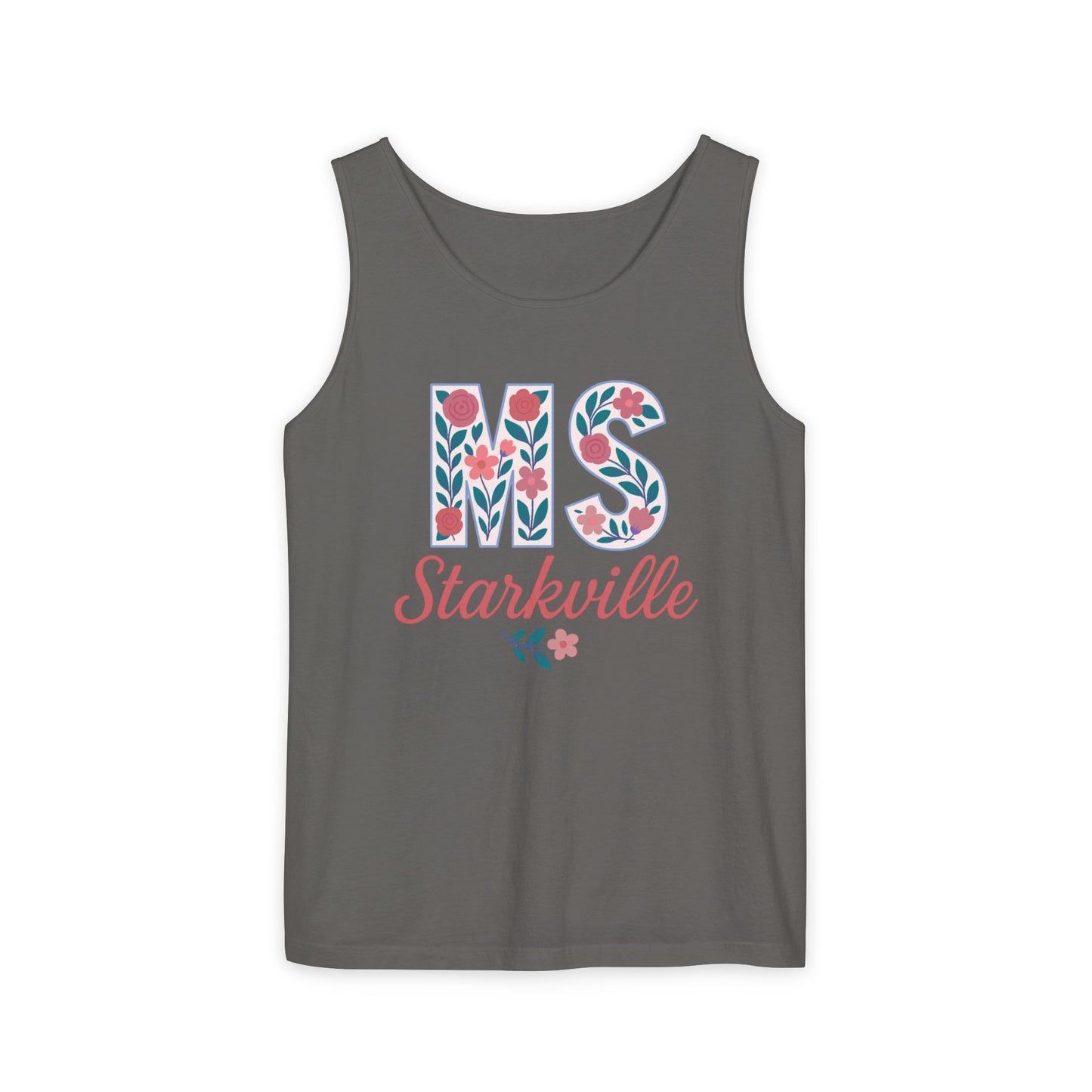 Mississippi Floral Monogram Summer Tank Top, Comfort Colors, Perfect for Casual Outings, Gifts, Beach Days, Graduation Celebrations,