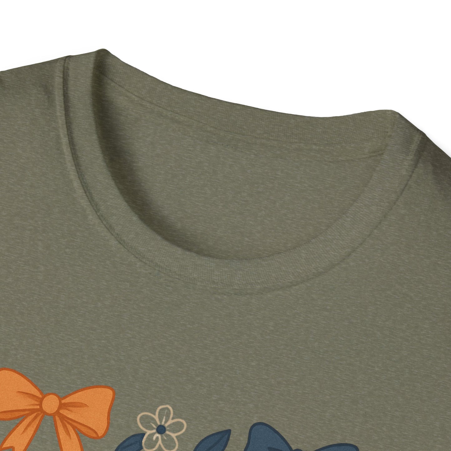 AU Floral Bow Graphic T-Shirt, Softstyle Tee, Botanical Print Shirt, Gift for Her, Casual Wear, Summer Fashion, Vintage Aesthetic