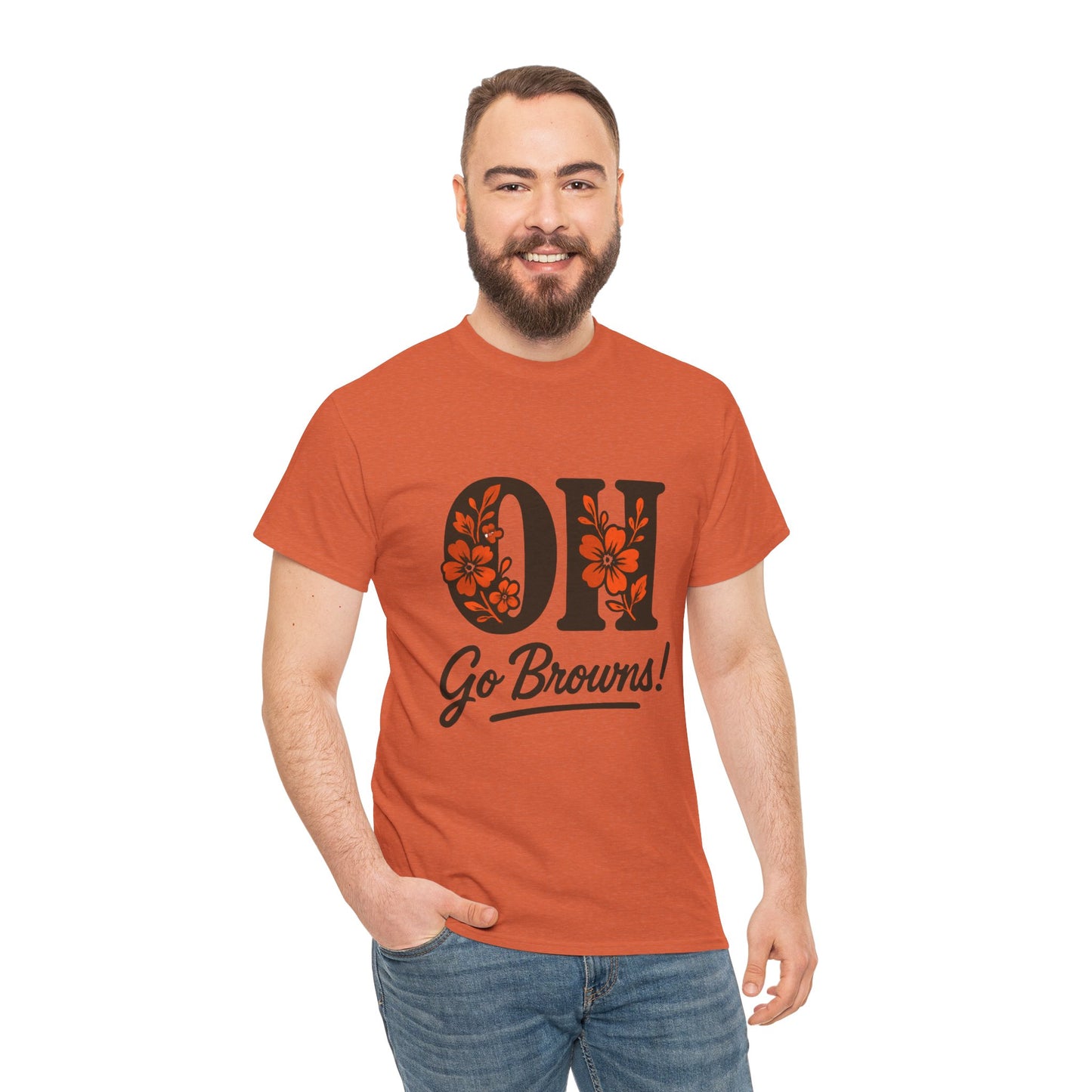 OH Go Browns Floral Unisex Tee, Fan Apparel, Game Day Shirt, Casual Wear, Gift for Sports Lovers