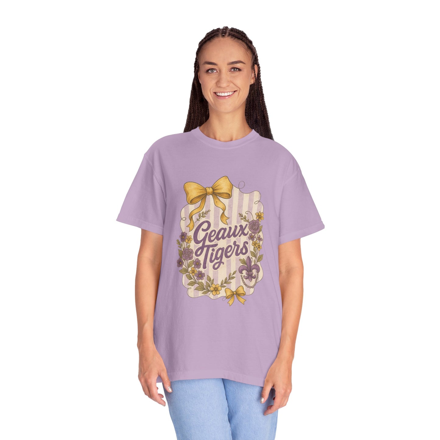 Geaux Tigers Floral T-Shirt, Unisex Casual Tee, Game Day Apparel, Spring Outfit, LSU Fan Gear