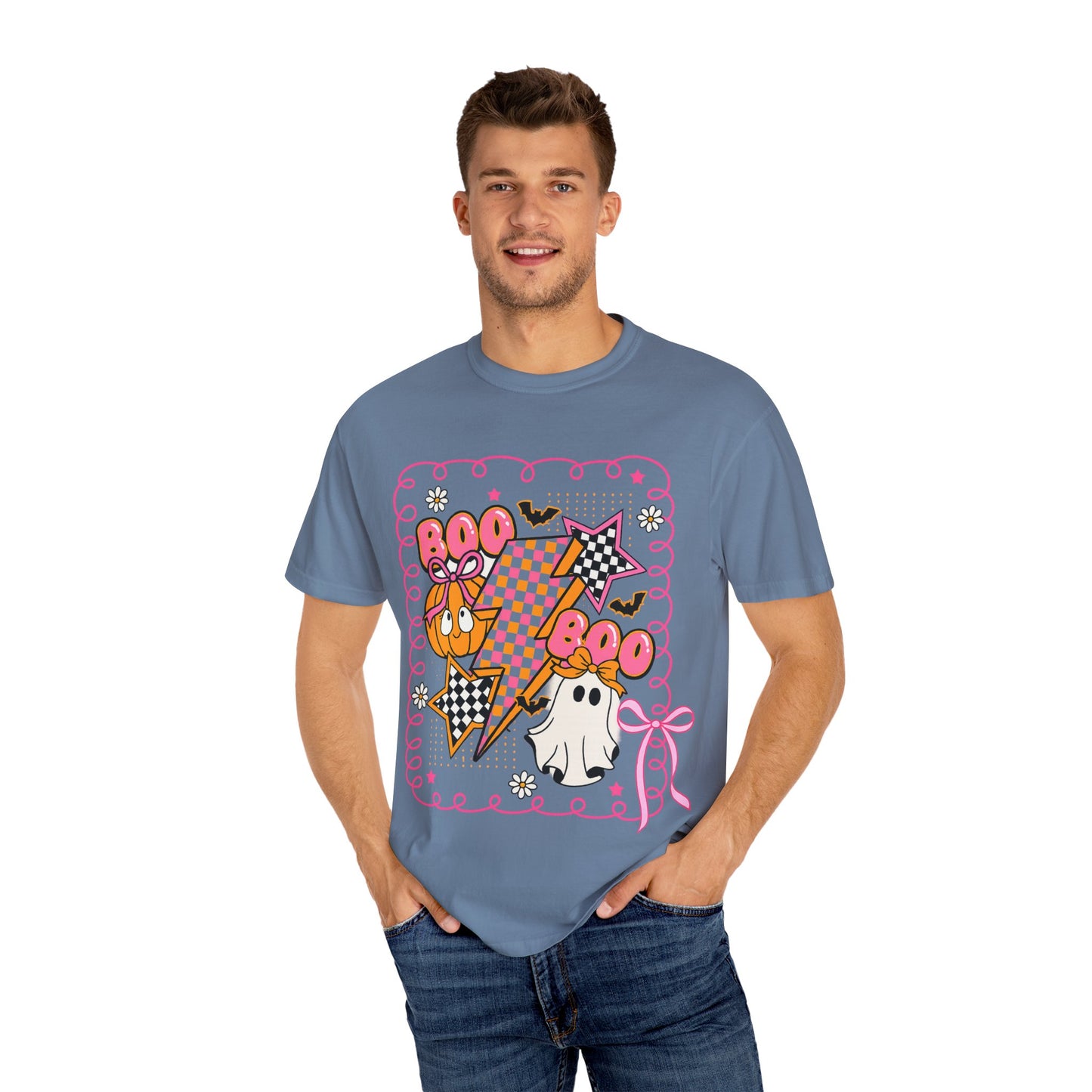 Retro Design Orange & Pink Unisex Halloween T-Shirt