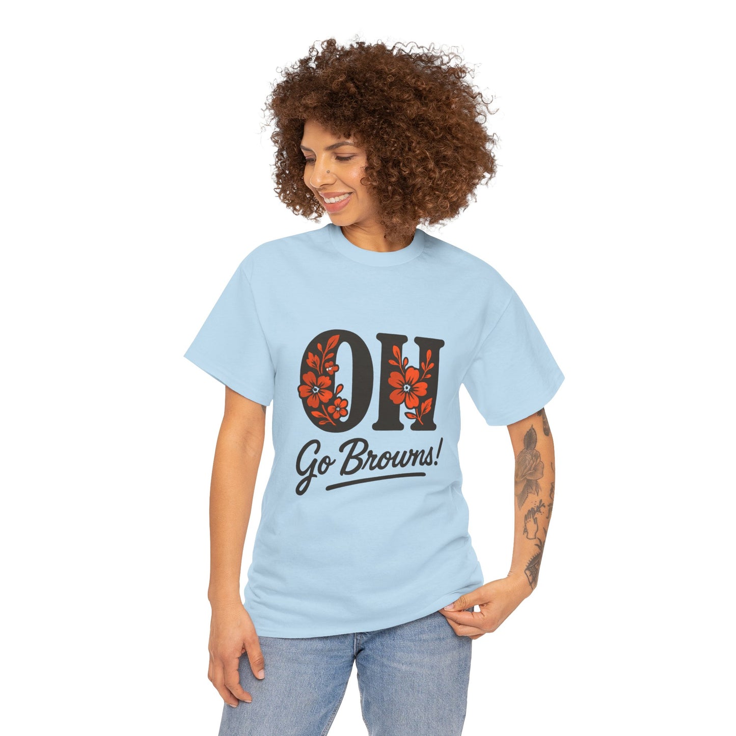 OH Go Browns Floral Unisex Tee, Fan Apparel, Game Day Shirt, Casual Wear, Gift for Sports Lovers