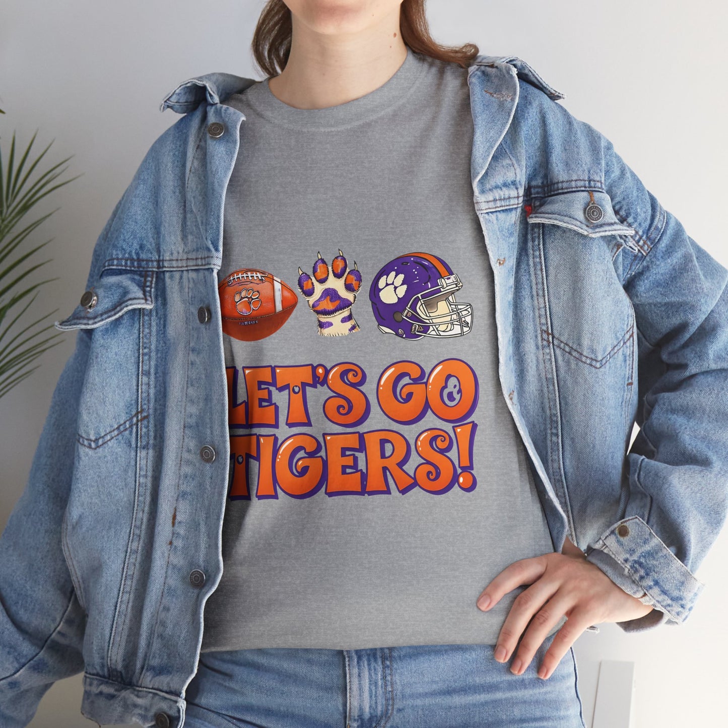 Unisex Heavy Cotton Tee - Let's Go Tigers! Sports Fan Tee, Game Day Shirt, Tailgate Apparel, Team Pride Top, College Football Gear