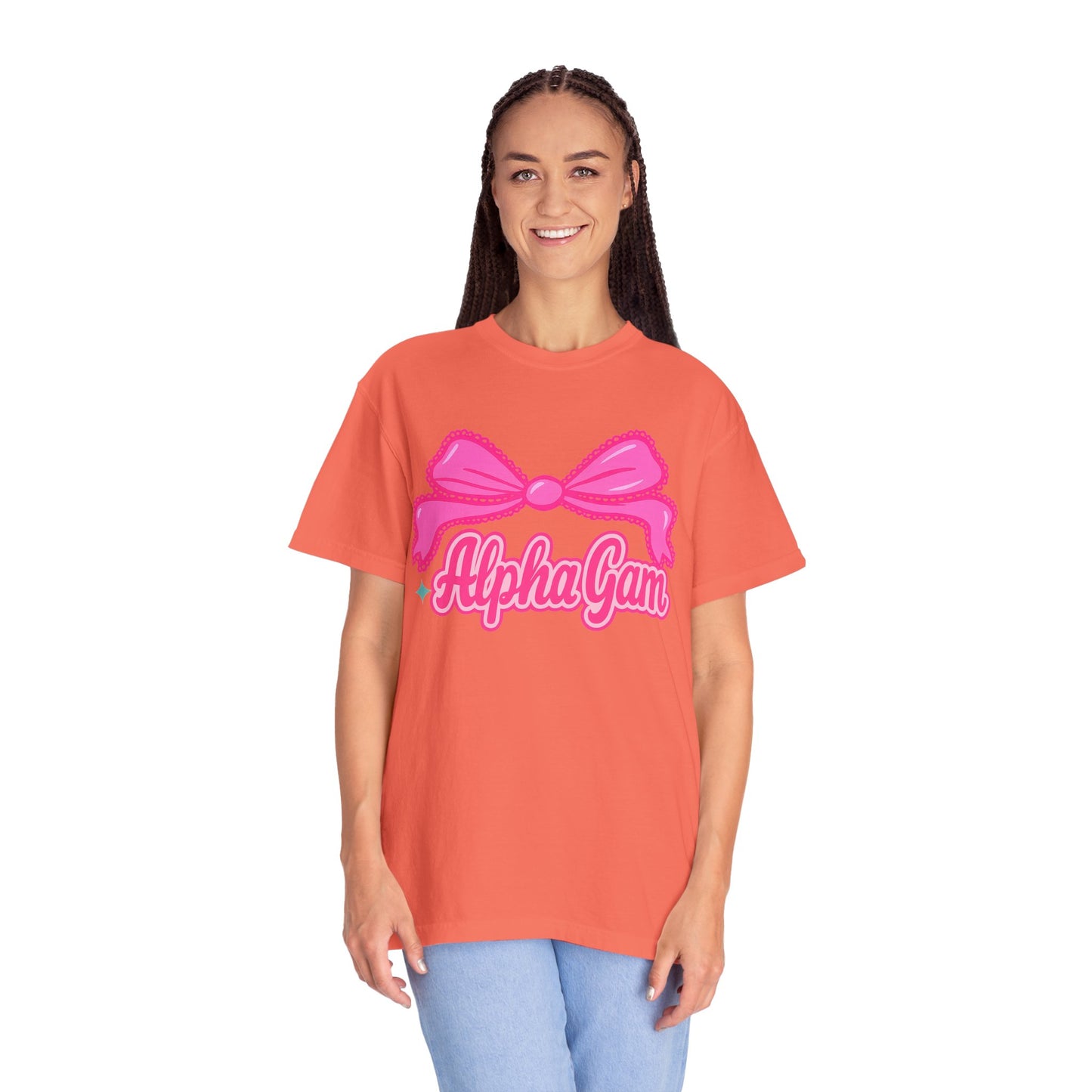 AlphaGam Bow T-Shirt | Unisex Garment-Dyed Tee for Sorority Sisters, College Apparel, Gifts for Greek Life, Casual Outfit, Sorority [...]