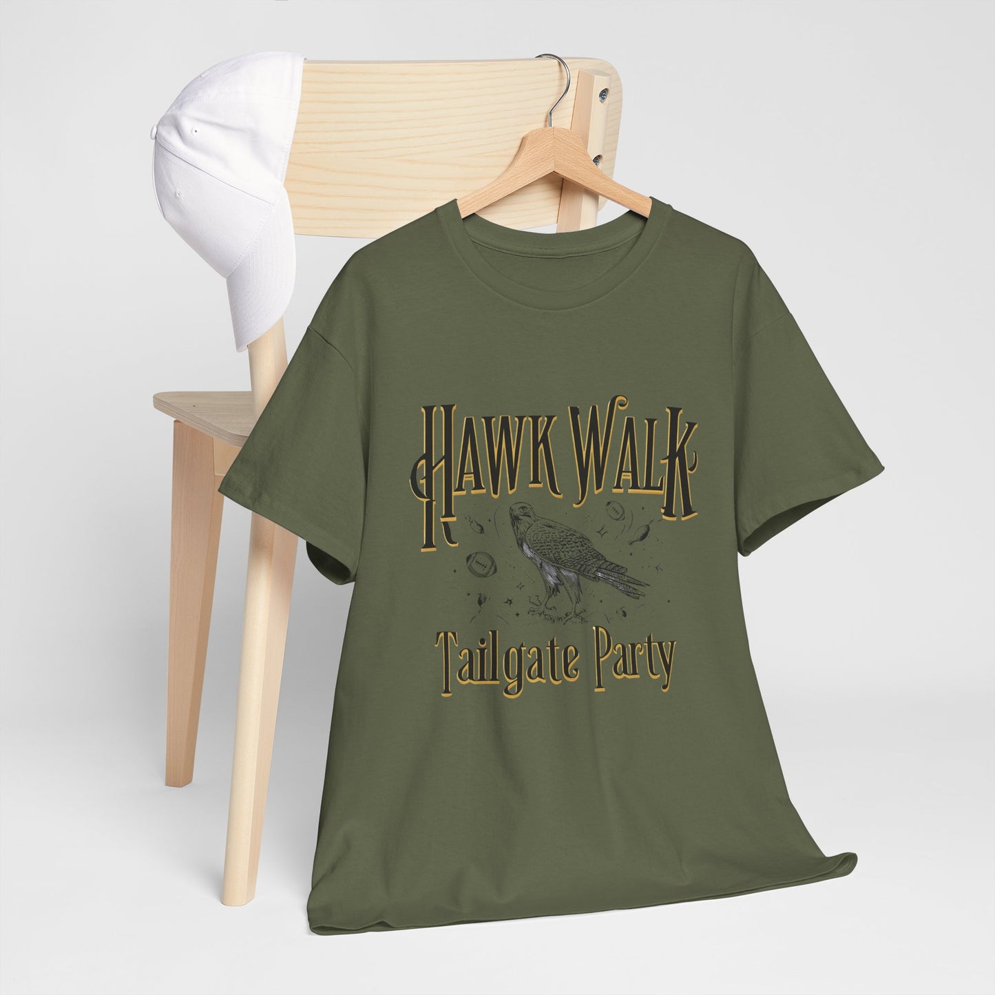Hawk Walk Tailgate Tee, Unisex Cotton Shirt, Outdoor Event T-Shirt, Festival Wear, Bird Lover Gift, Sports Gathering Apparel