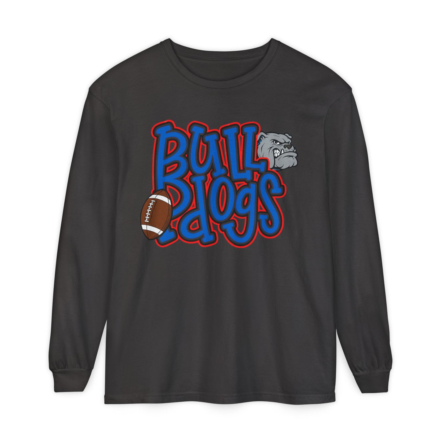 Bull Dogs Long Sleeve T-Shirt - Unisex Garment-Dyed Tee for Sports Fans