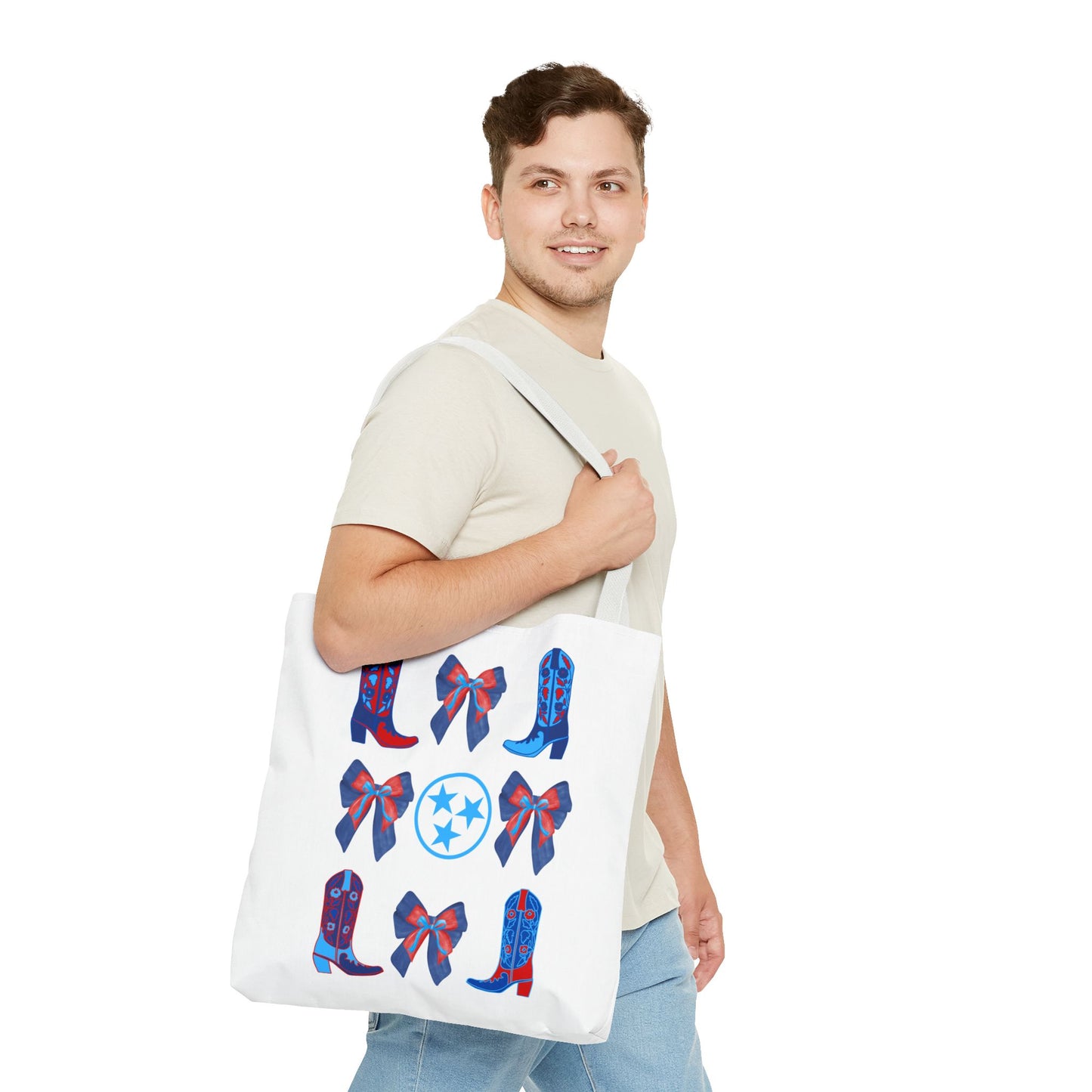 Tote Bag - Tennessee Titans Coquette Bow Design - Titan Up NFL Game Day Gift Nashville TN