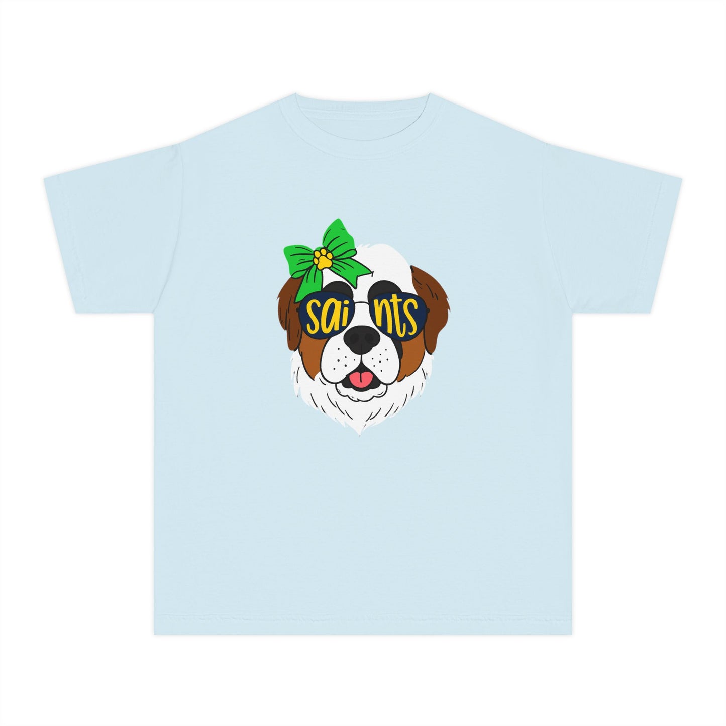 Saints Dog Youth Tee, Cute Puppy T-Shirt, Pet Lover Gift, Casual Wear, Birthday, Family Reunion, Dog Show