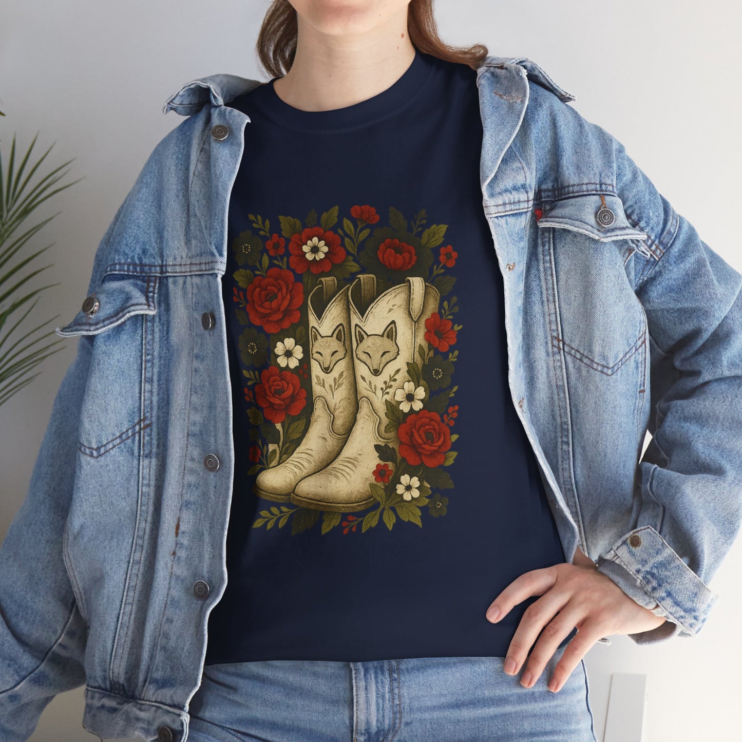 AR State Red Wolves Vintage Floral Cowboy Boots Tee