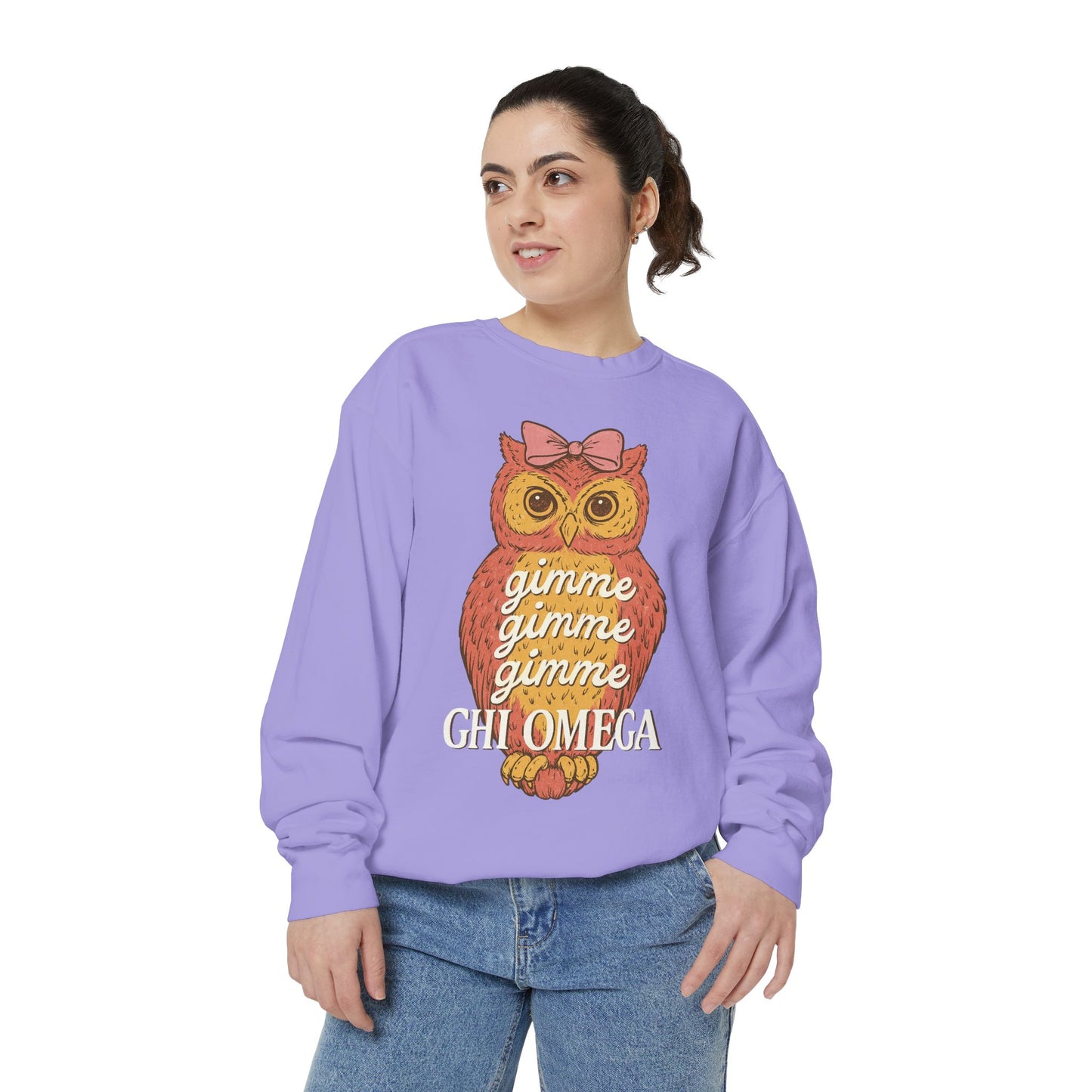 Gimme Gimme Owl Sweatshirt, Unisex Sweatshirt, Sorority Apparel, Cute Owl Design, Cozy Gift, College Sweatshirt