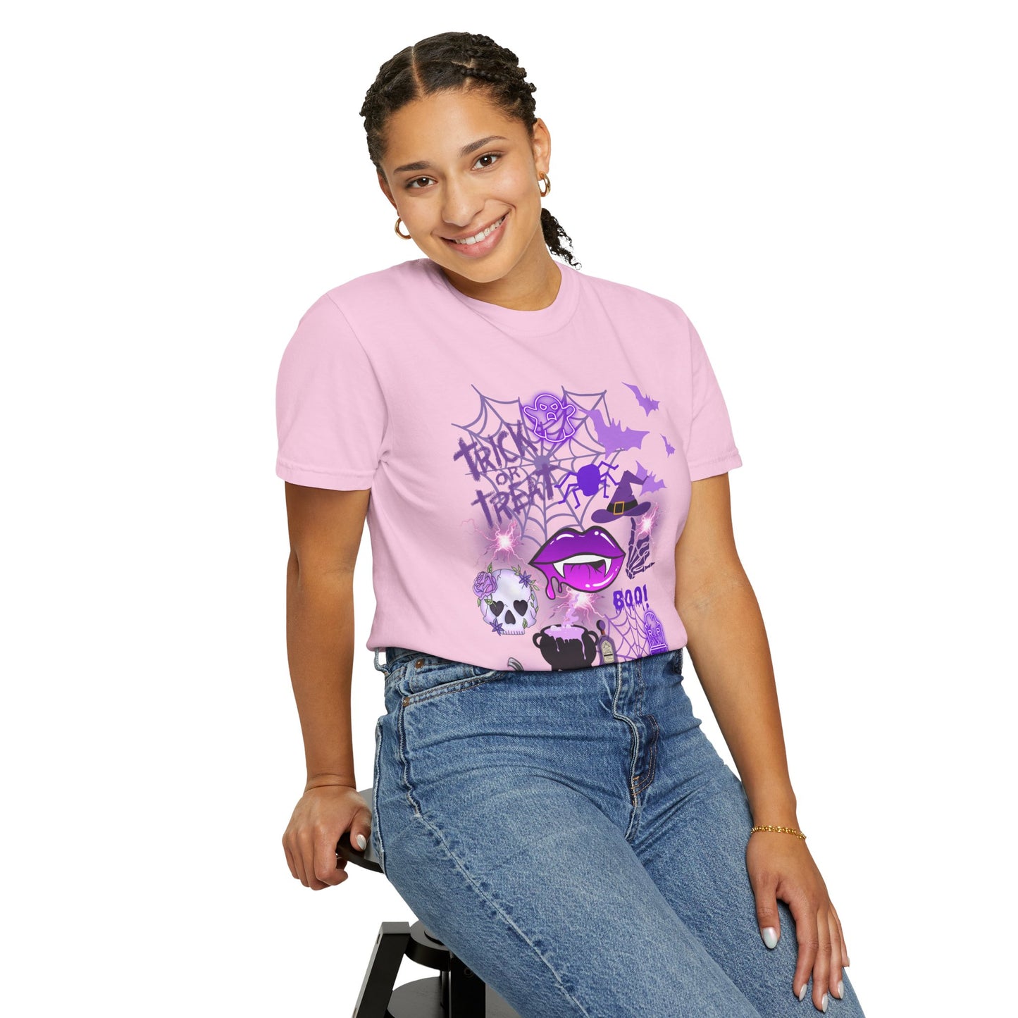 Spooky Purple Vibes Halloween Graphic T-Shirt, Fun Unisex Tee for Spooky Season, Trick or Treat, Boo! Shirt, Halloween Party Wear, Gift Idea