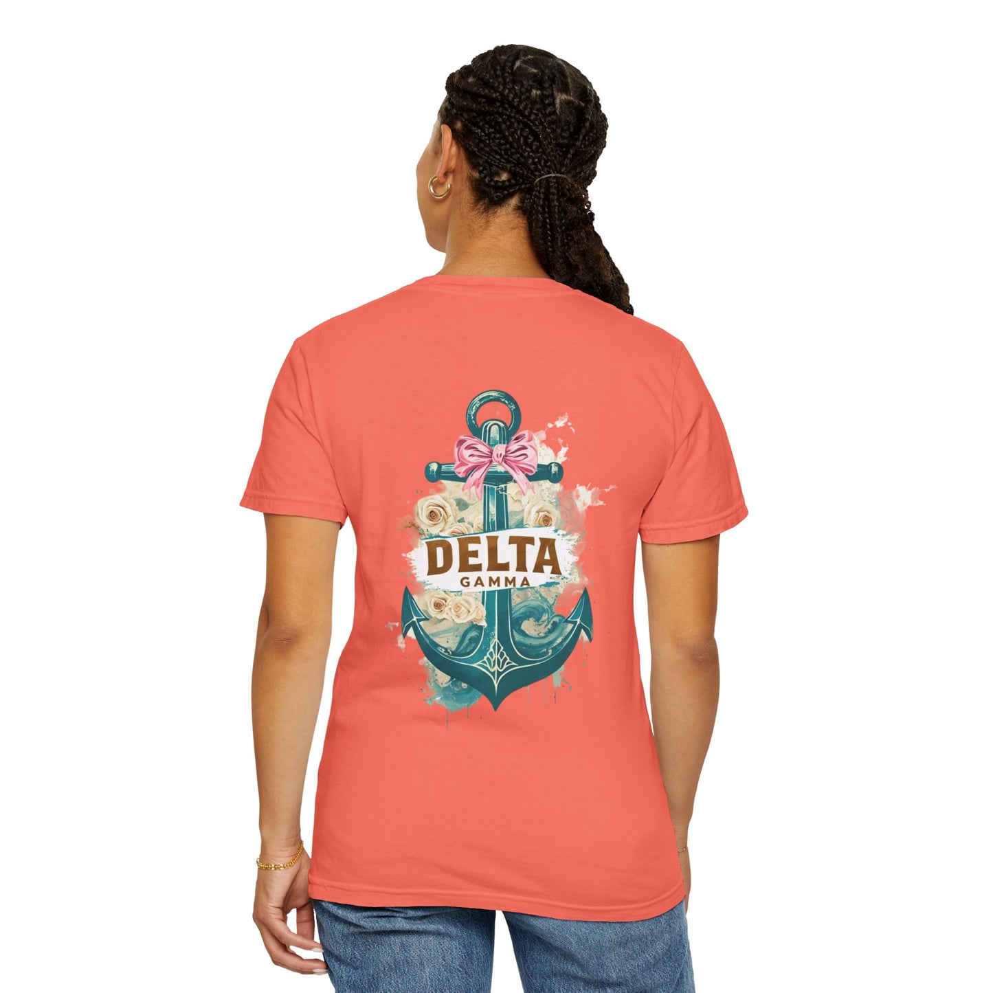 Delta Gamma Unisex Garment-Dyed T-Shirt, Sorority Pride Shirt, Nautical Design Tee, Perfect for Recruitment and Celebrations, Gift Idea