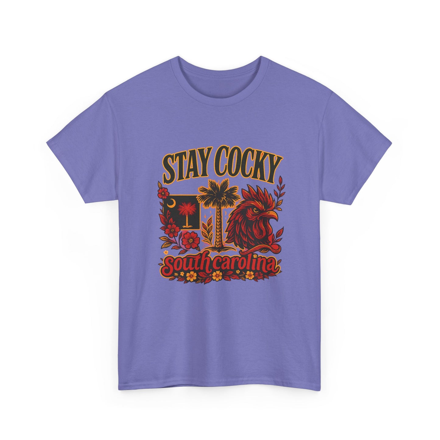 Stay Cocky Unisex Heavy Cotton Tee, Casual Graphic Tee, South Carolina Pride Shirt, Fun Vacation Wear, Perfect Gift for Gamecocks Fans