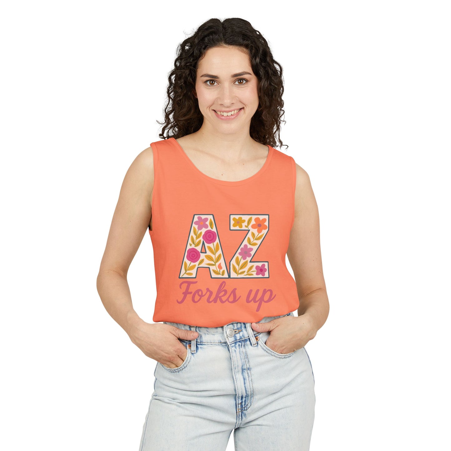AZ Tank Top - AZ Forks Up Apparel, Summer Wear, Vacation Top, Travel Essentials, Gifts for Arizonans, Sun devils, comfort colors, graduation gift