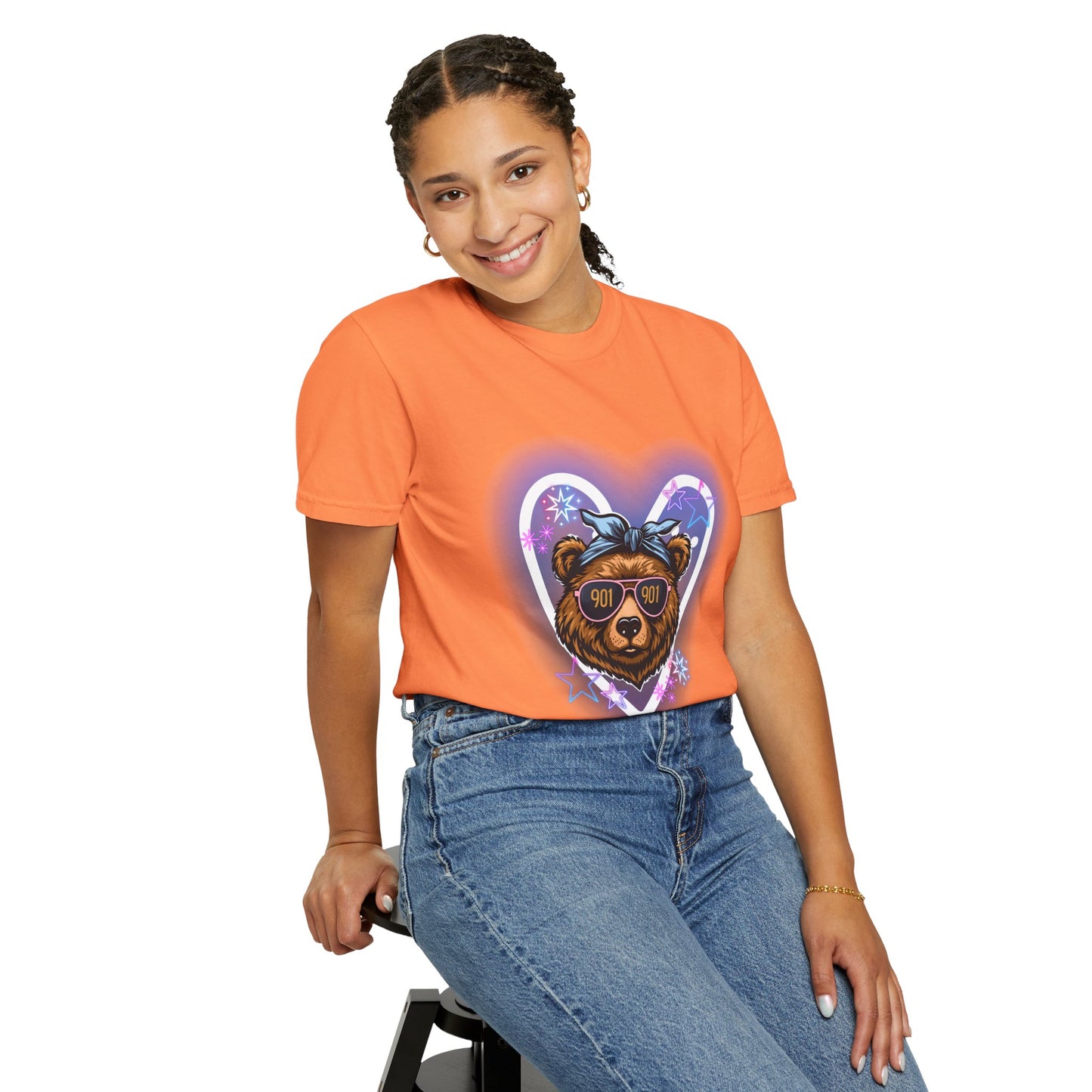 Neon Memphis Bear Graphic T-Shirt, Unisex Fashion Tee, Trendy Apparel, Memphis Grizz, 901 Memphis, Retro Design, Comfort Colors, Memphis Basketball Fan